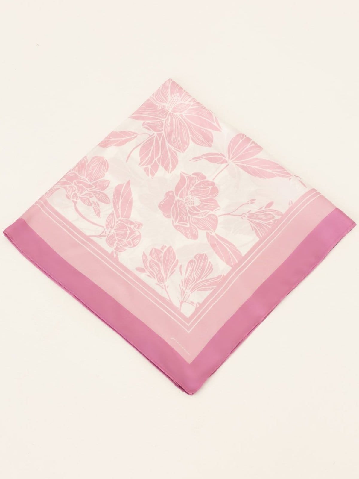 Lenço Barrado Off White com Estampa Floral Rosa Livia - 2