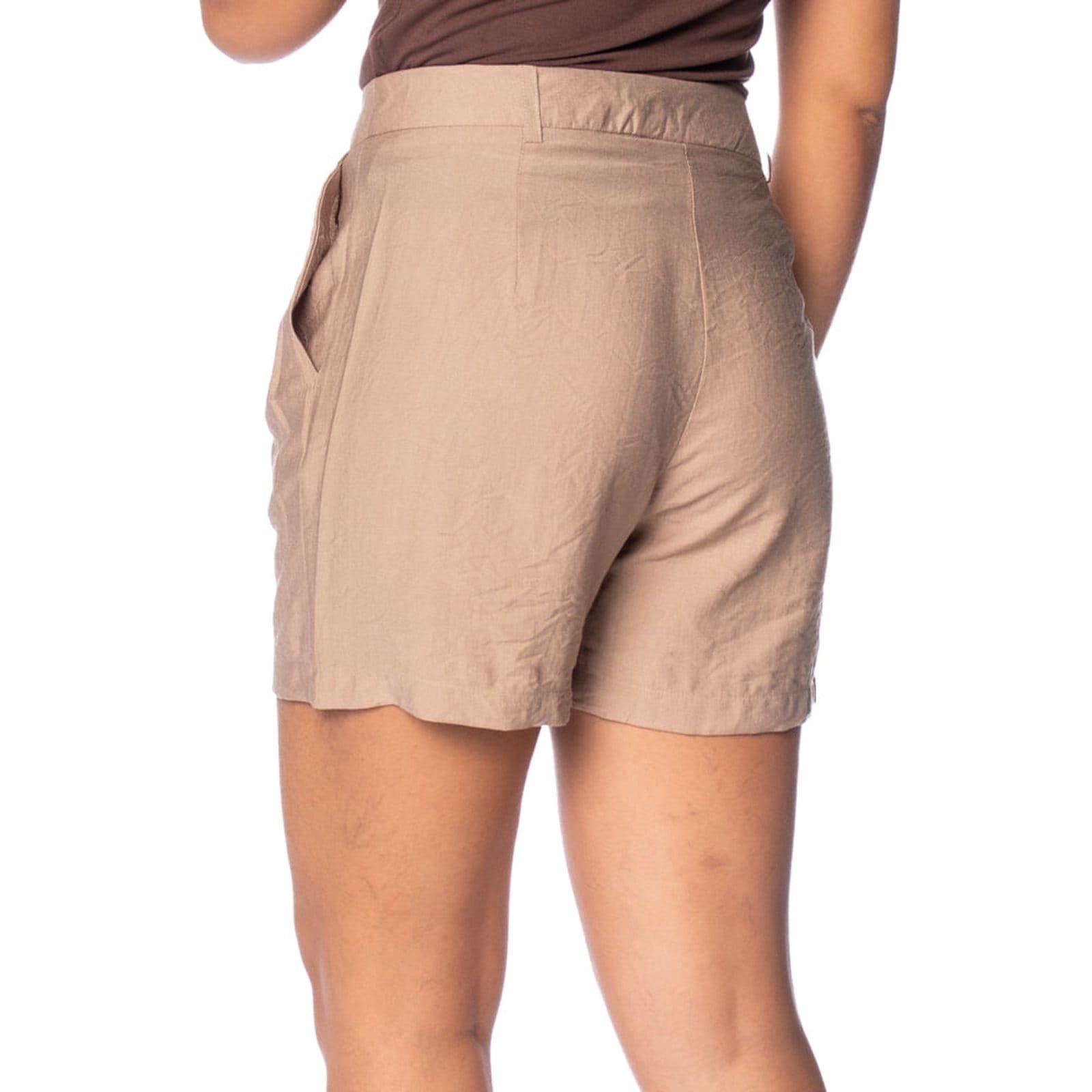 Vista 2 Short Feminino Pellini Frisos Cintura Alta Pellini bege
