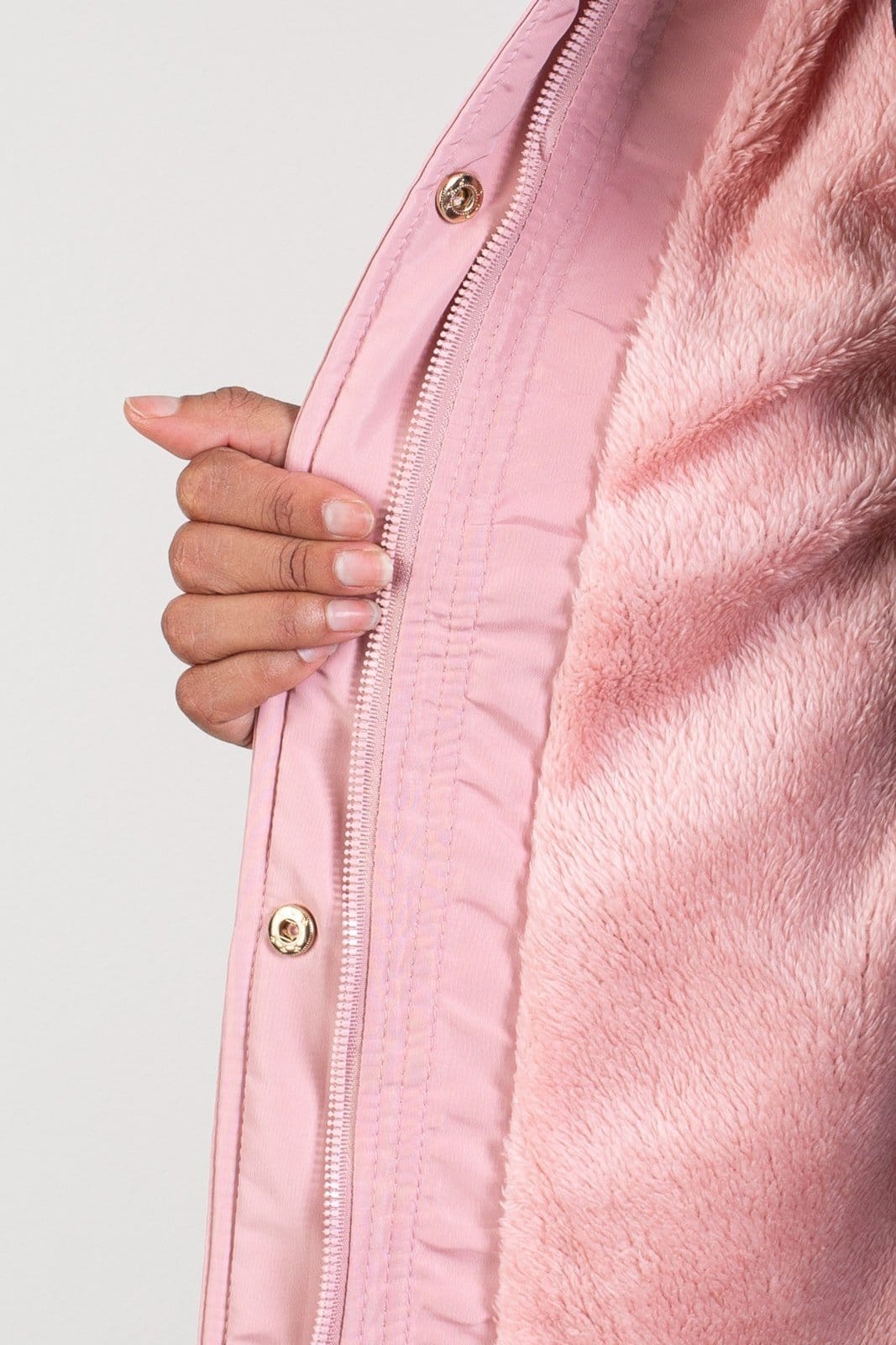 Vista 2 Parka Enluaze feminina forrada com capuz 80105 Enluaze rosa