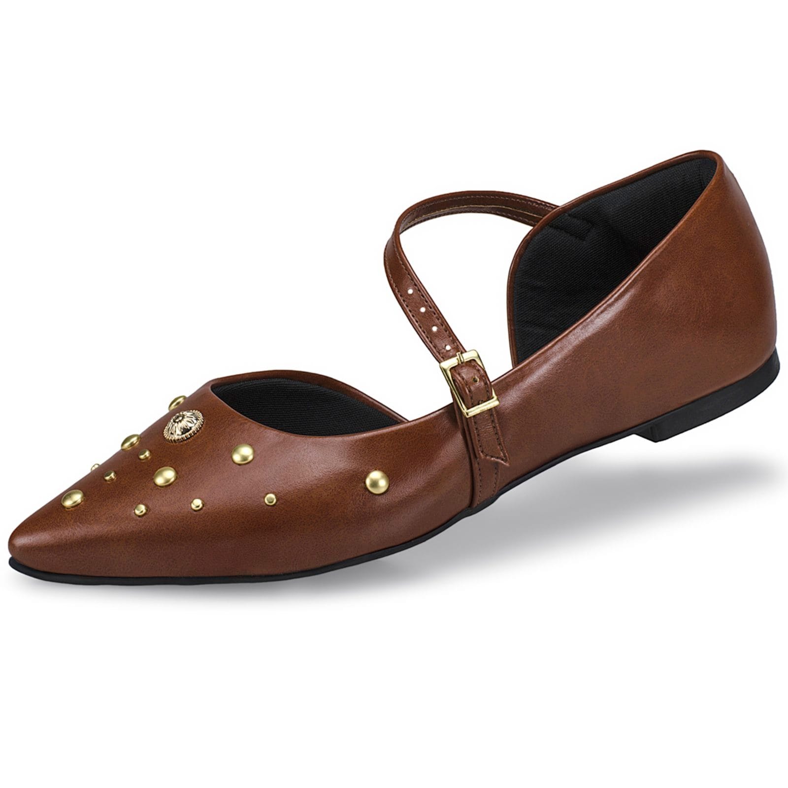Sapato Feminino Sapatilha Slingback Rasteira Bico Fino Fivelas Mule Social Casual 6773