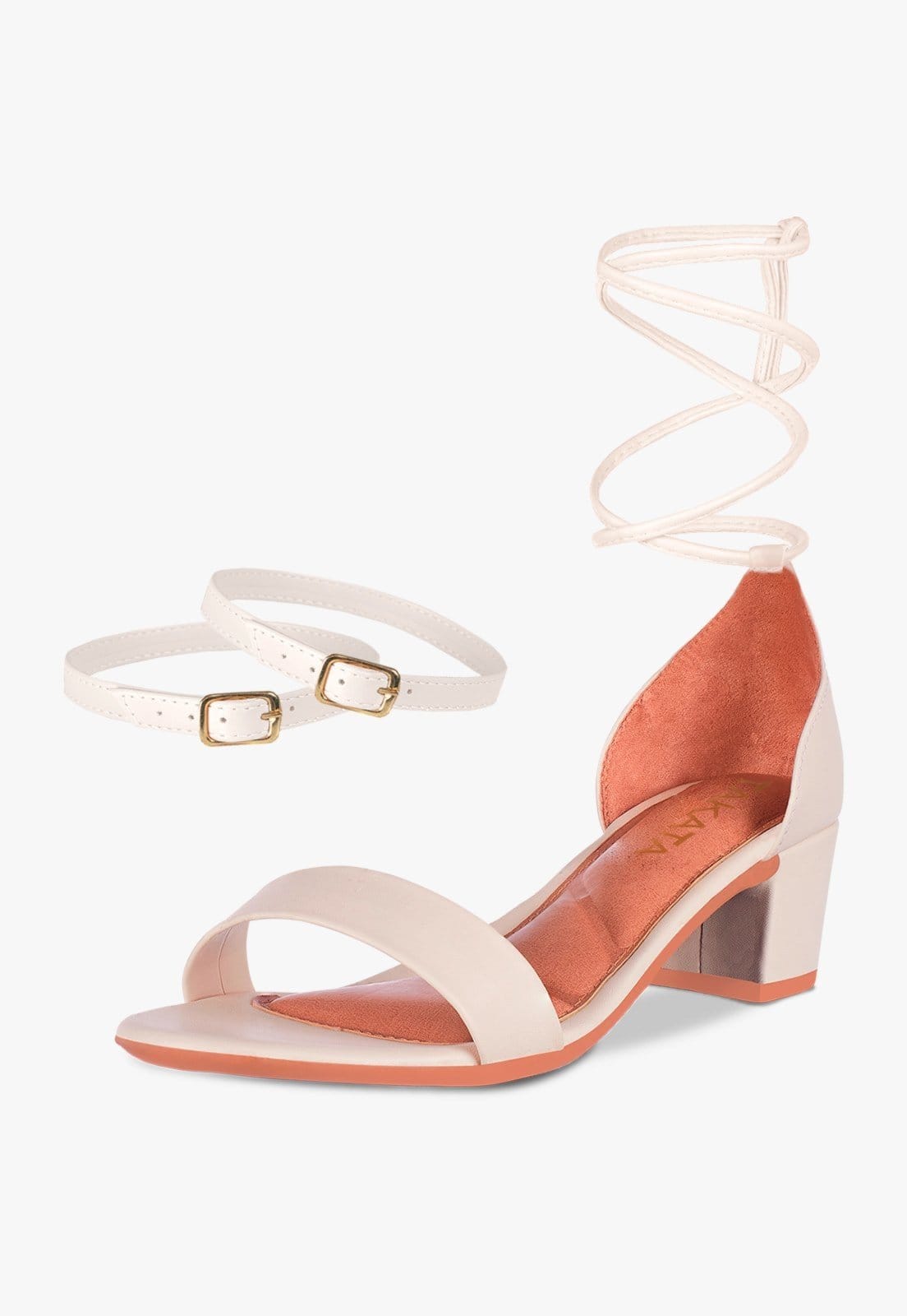 Sandália Feminina Salto Quadrado Grosso Bloco Baixo Confortável Sapato Festa elegante Offwhite