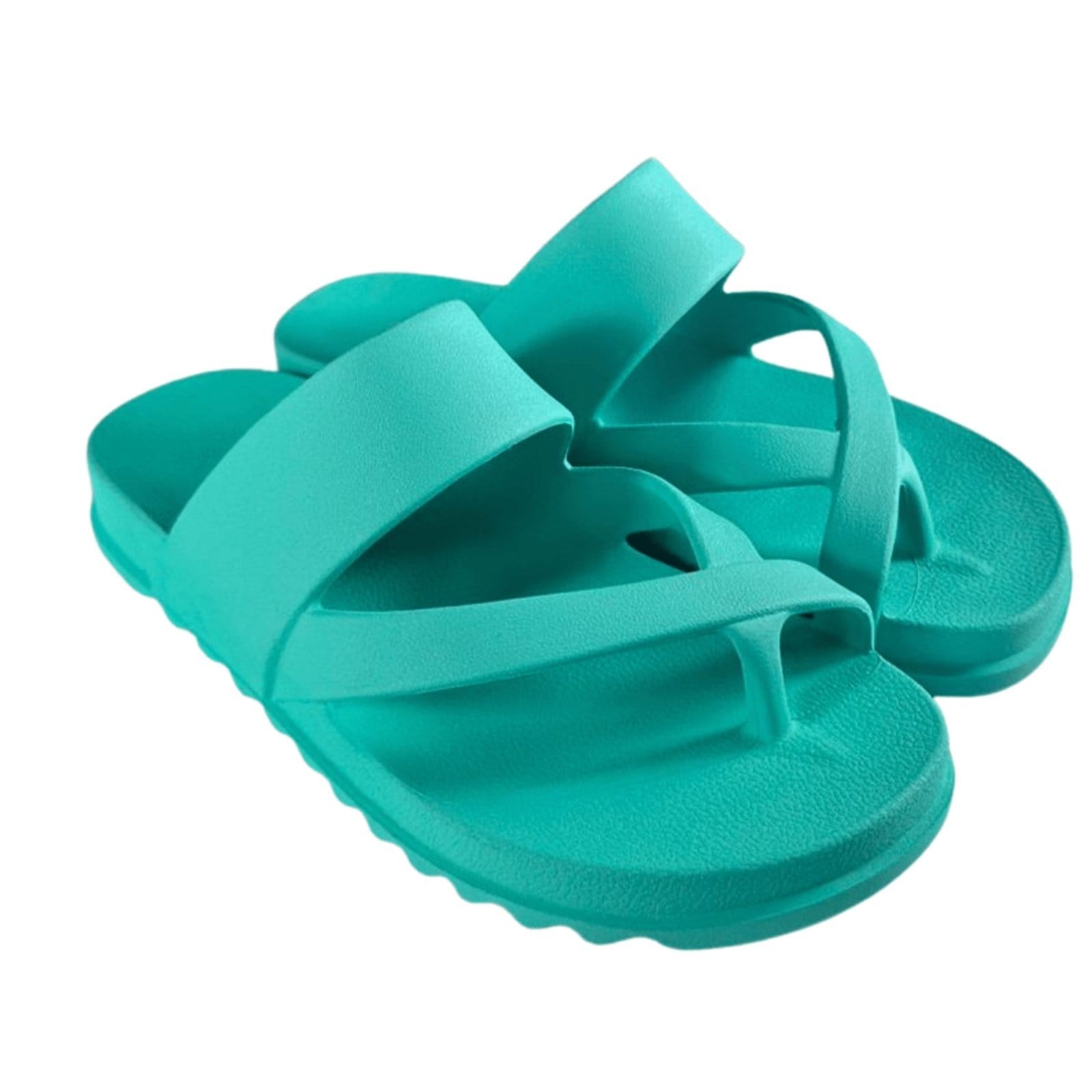 Chinela Feminina Conforto Anna Andrade Flat Rasteira Casual Papete Nuvem Turquesa