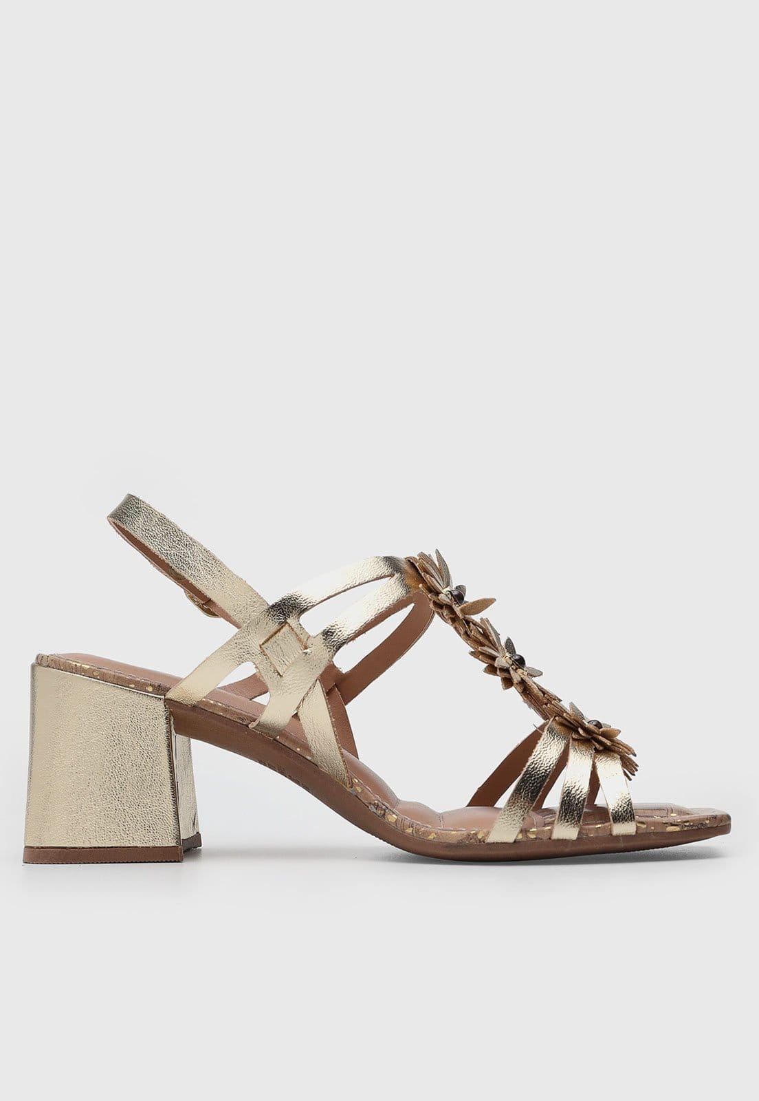 Vista 2 Sandália Feminina Dakota Flores Metalizada Dourada Dakota dourado