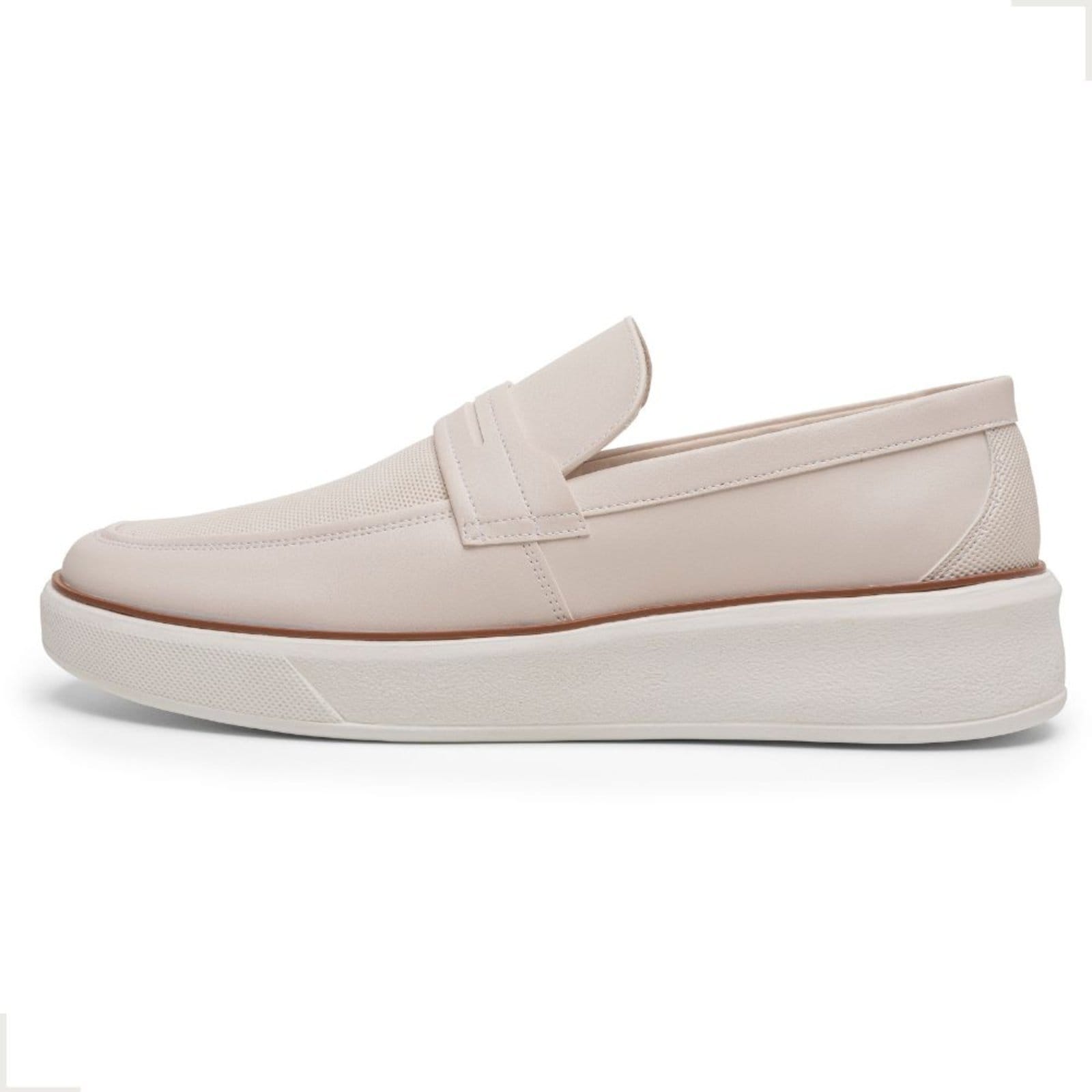 Vista 2 Sapato Casual Mocassim Masculino Bertelli sem Cadarço Moderno Off White Bia Ramos branco white