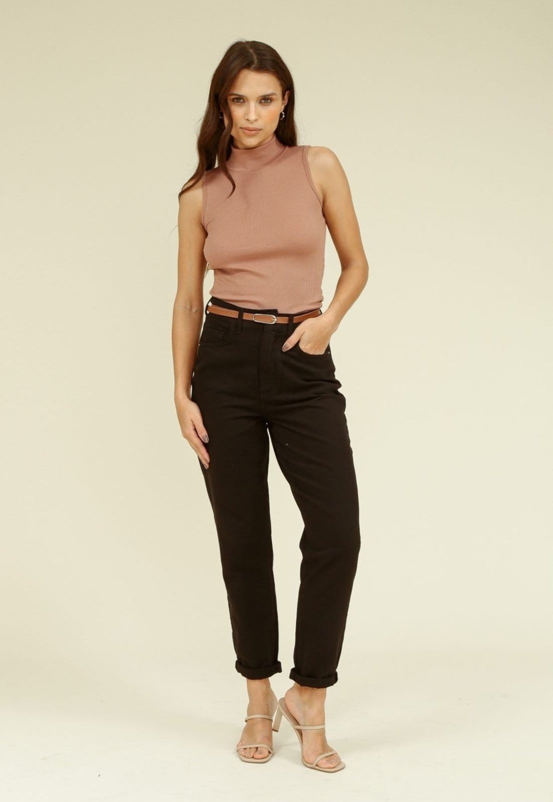 Calça Em Sarja Pop Me Mom Com Cinto