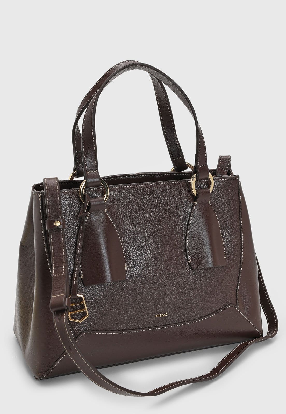 Vista 2 Bolsa Feminina Arezzo Média Monograma Arezzo marrom