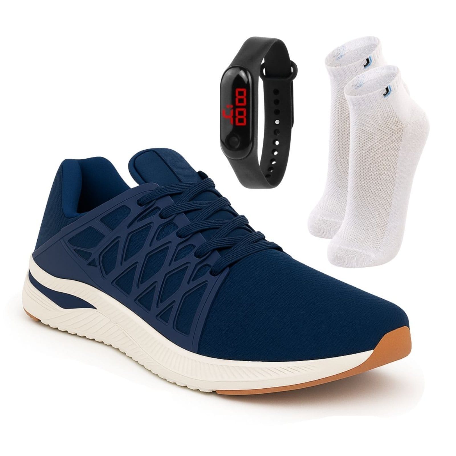 Kit Tênis Masculino Sapatofran com Meia Cano Médio LUPO e Relógio Digital