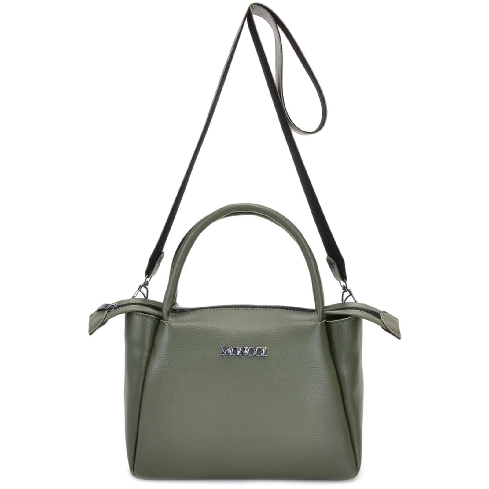 Vista principal Bolsa Feminina Moncci Média Transversal Forrada Cancun Militar MONCCI verde/verde militar verde
