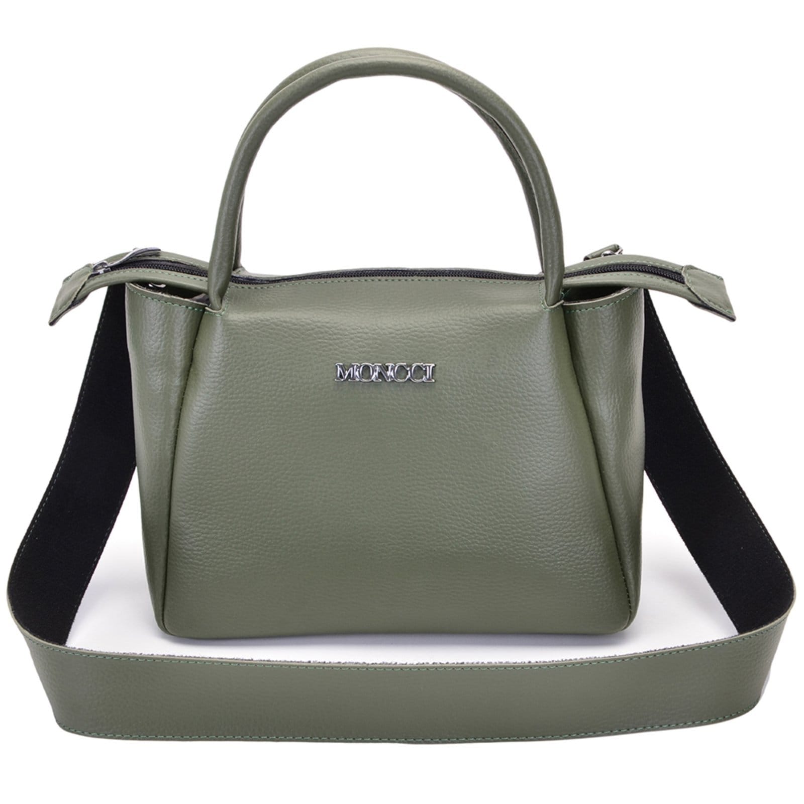Vista 2 Bolsa Feminina Moncci Média Transversal Forrada Cancun Militar MONCCI verde/verde militar verde