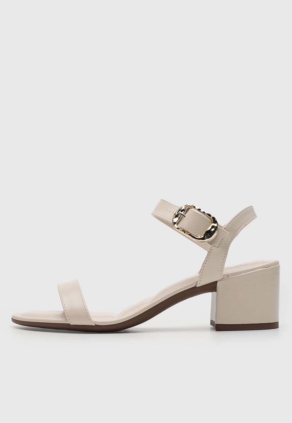 Sandália Feminina VIA UNO Salto Baixo Bloco Off-White