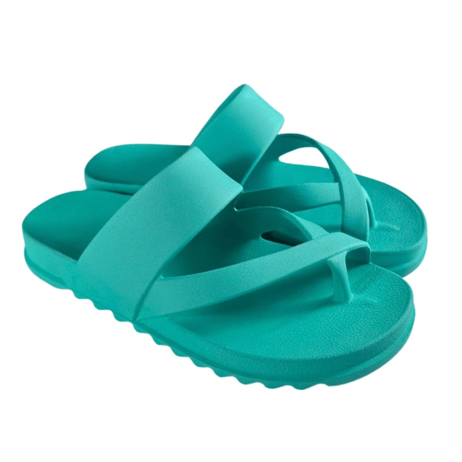 Vista 2 Chinelo Lançamento Feminina De Dedo Agua Tira Slide Confortável Estilo Papete Casual Moda Praia Verão CARMELO SHOES verde