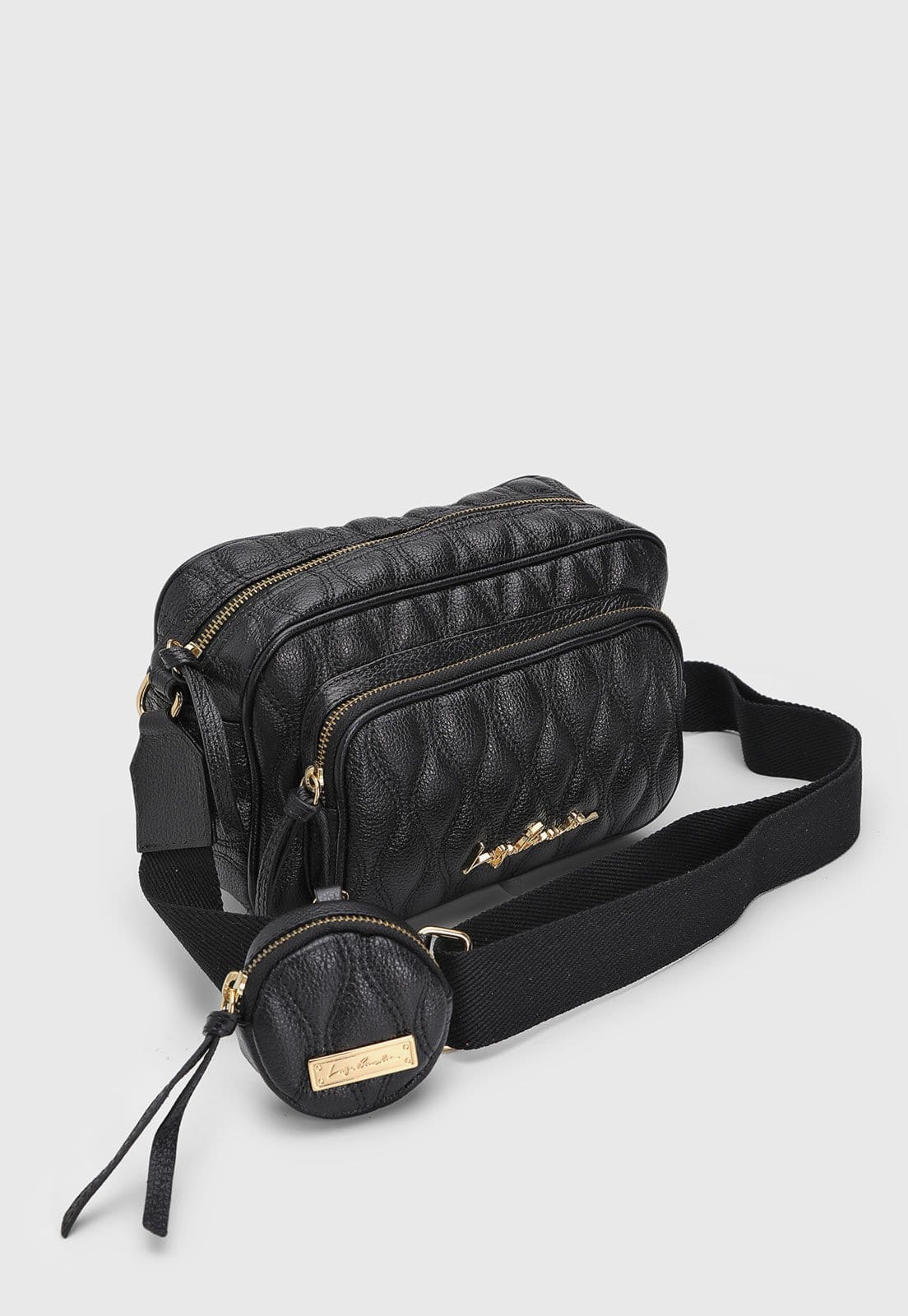 Vista 2 Bolsa Média Feminina Luiza Barcelos Matelassê Preta Luiza Barcelos preto