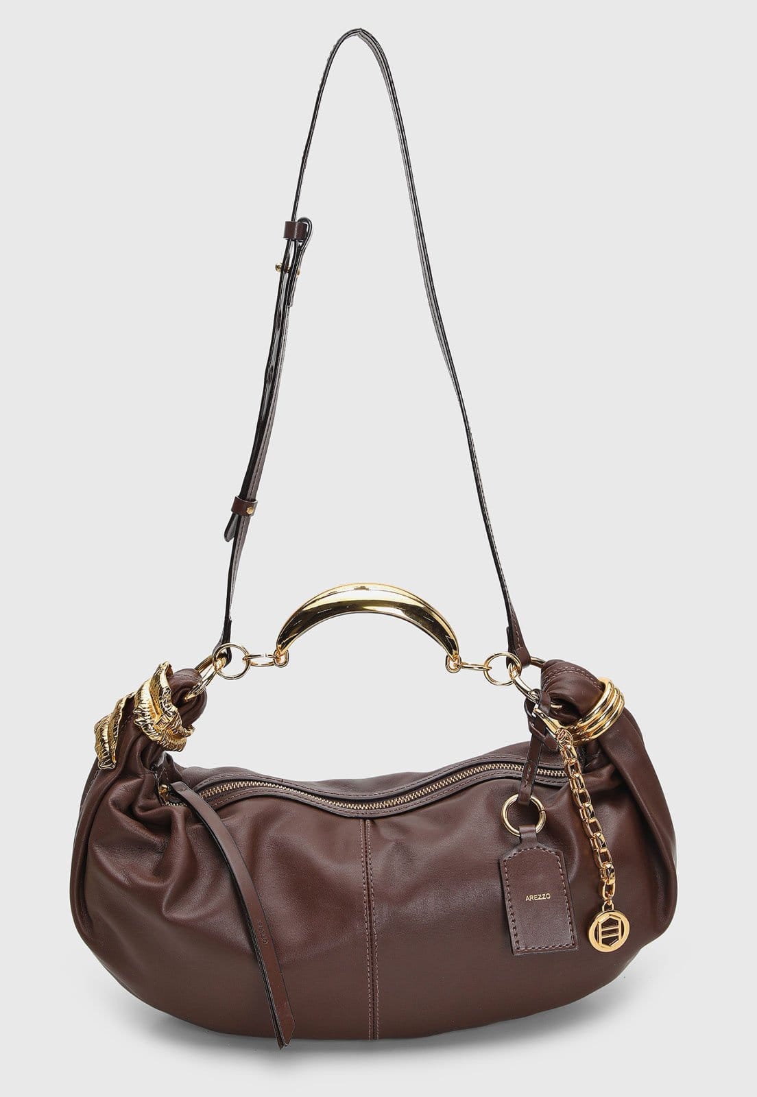 Bolsa Feminina Arezzo Média Detalhes Metalizados