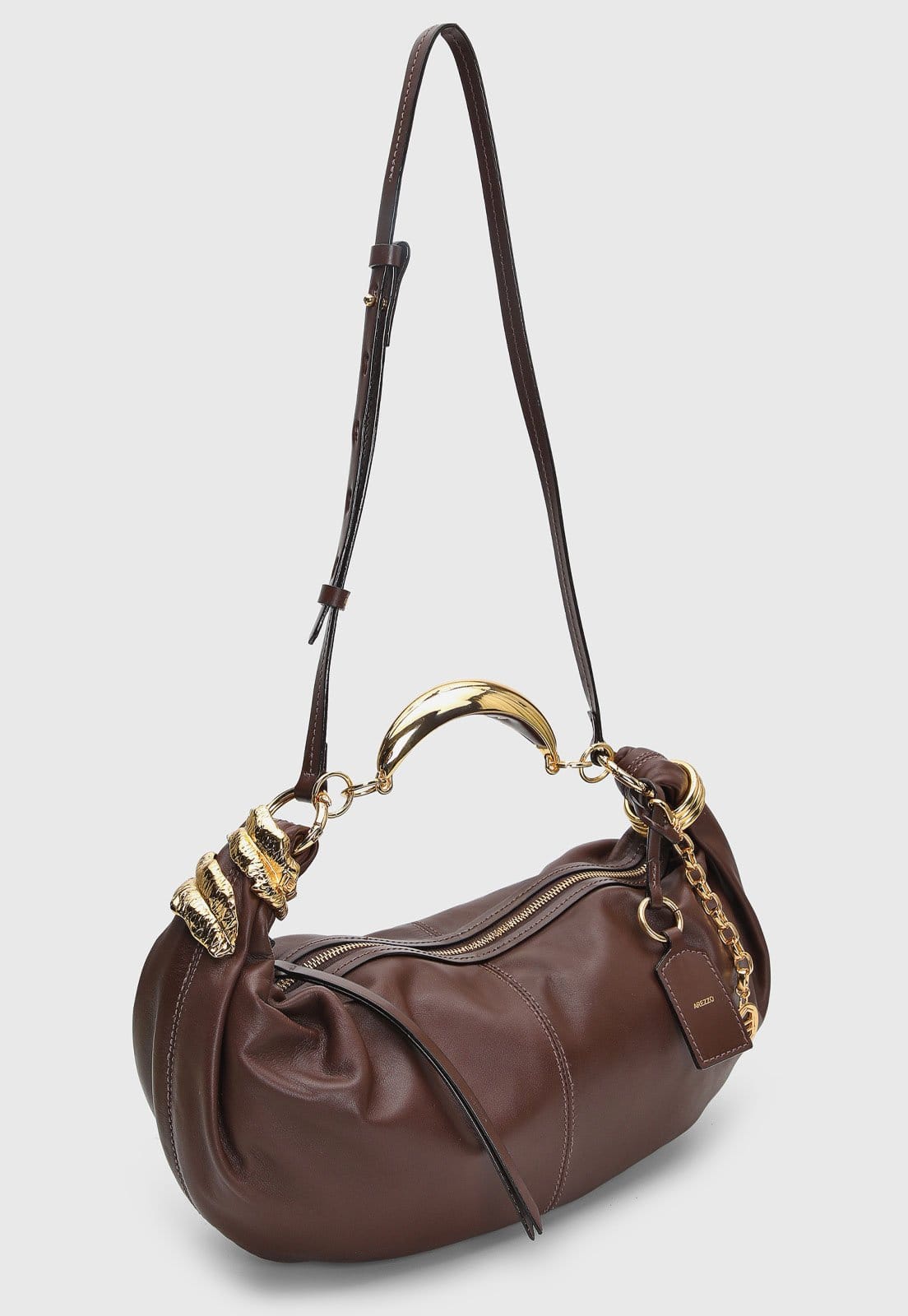 Vista 2 Bolsa Feminina Arezzo Média Detalhes Metalizados Arezzo marrom