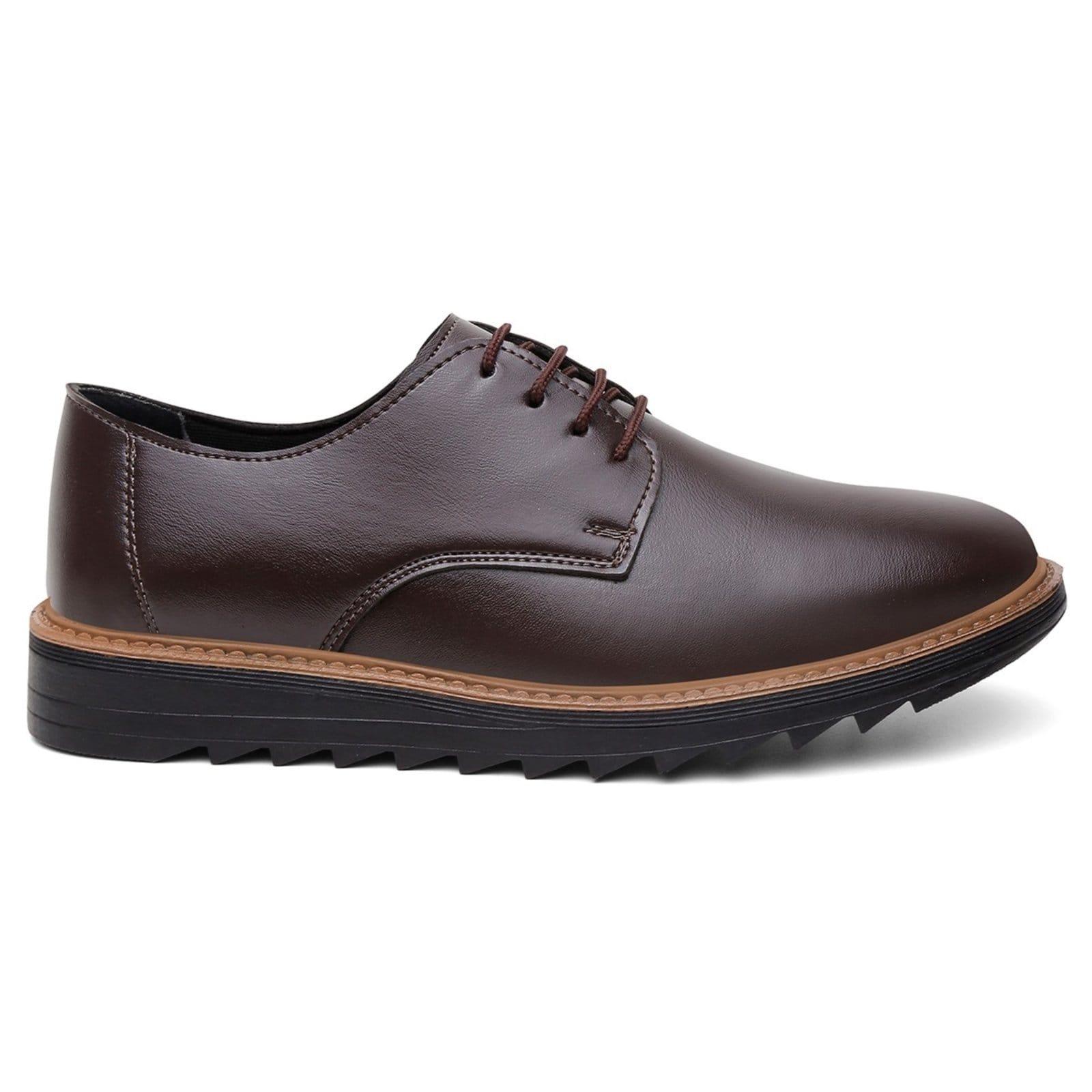 Vista 2 Sapato Masculino A. Andrade Mocassim Derby Casual Social Amarrar Leve Tendência Liso Anna Andrade café