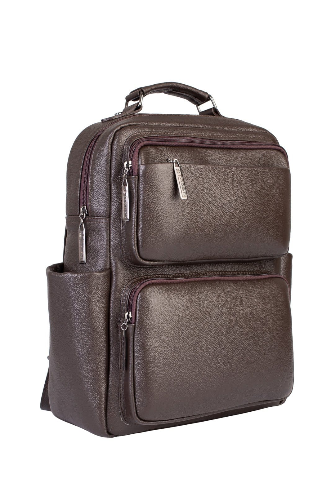 Vista 2 Mochila masculina de couro Lucca - Café Vira Vento preto