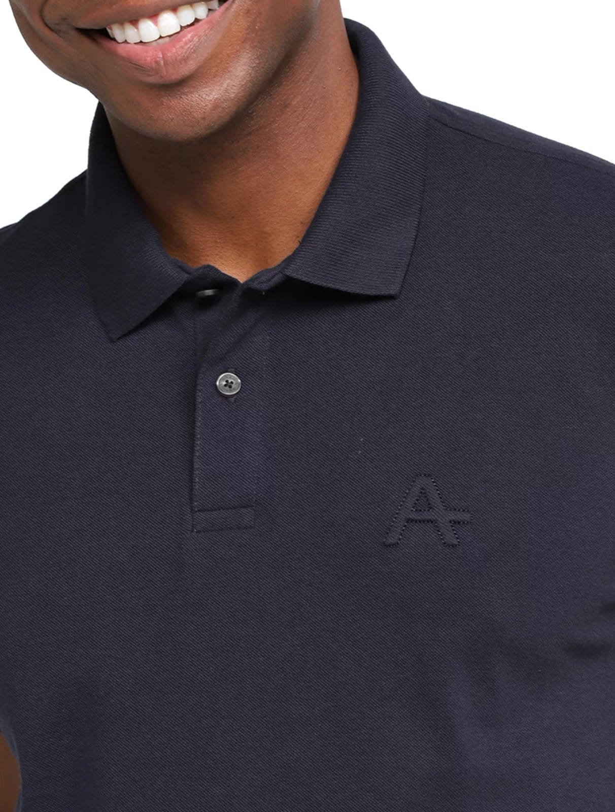 Vista 2 Polo Aramis Masculina Piquet 3D Logo Bordado Aramis azul marinho