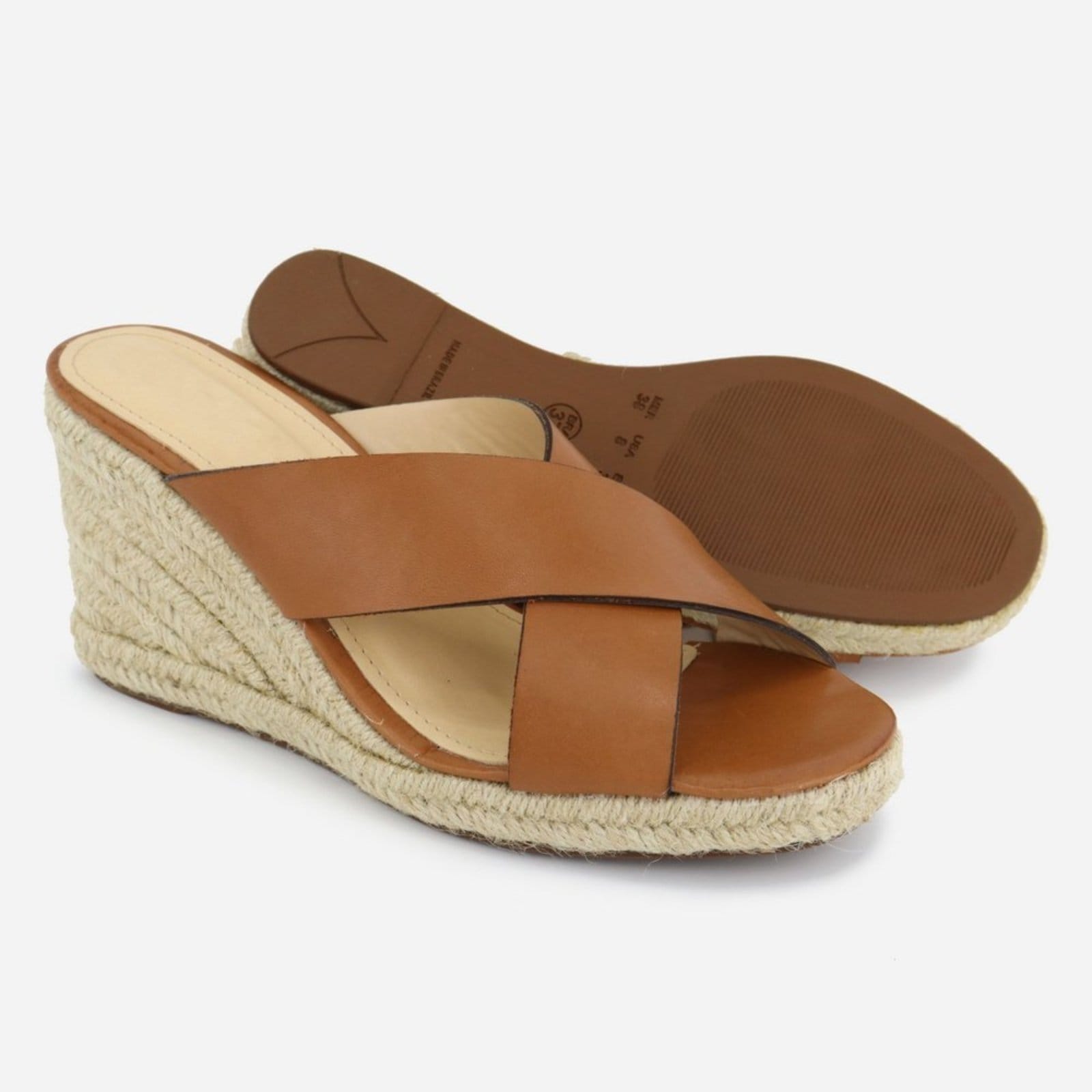 Vista 2 Tamanco Anabela Couro Maria Paula Calce Fácil MARIA PAULA caramelo