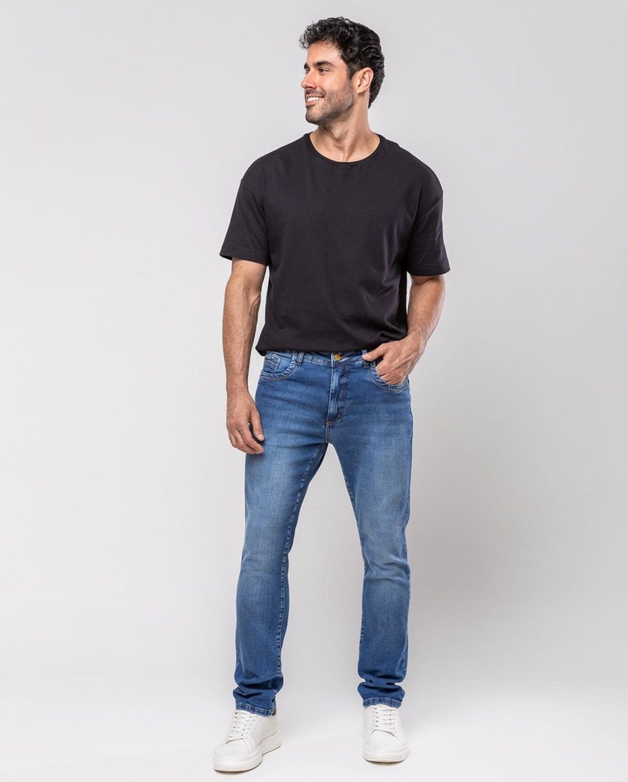 Vista principal Calça Slim Fit Masculina 24716 Sky Escuro Consciência jeans