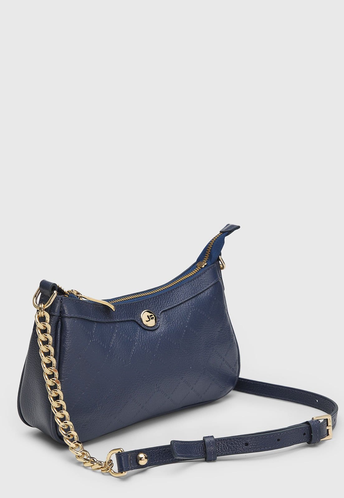 Vista 2 Bolsa Feminina Jorge Bischoff Pequena Alça Corrente Jorge Bischoff azul marinho