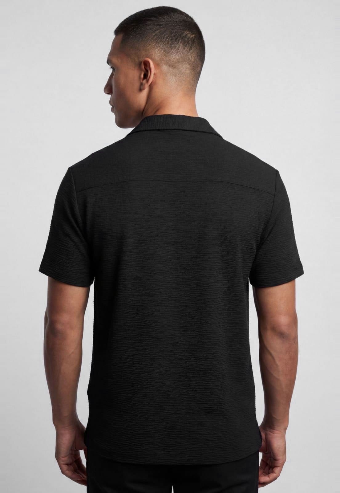 Vista 2 Camisa Masculina Colcci Texturizada Preta Colcci preto
