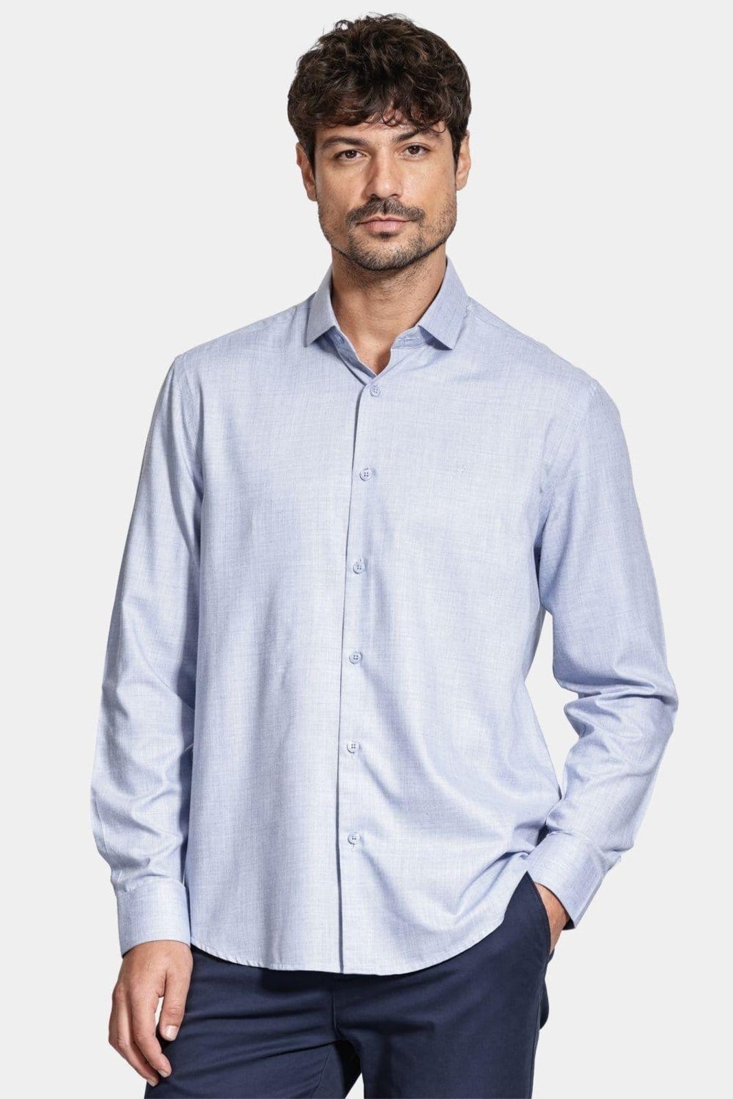 Camisa Aramis Manga Longa Regular Melange Escuro