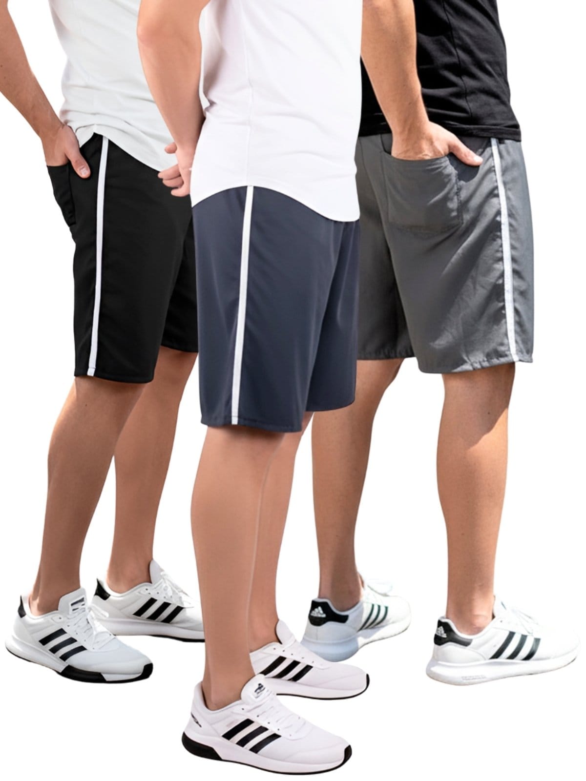 Kit 3 Bermudas Masculina Short Tactel Liso Academia Treino