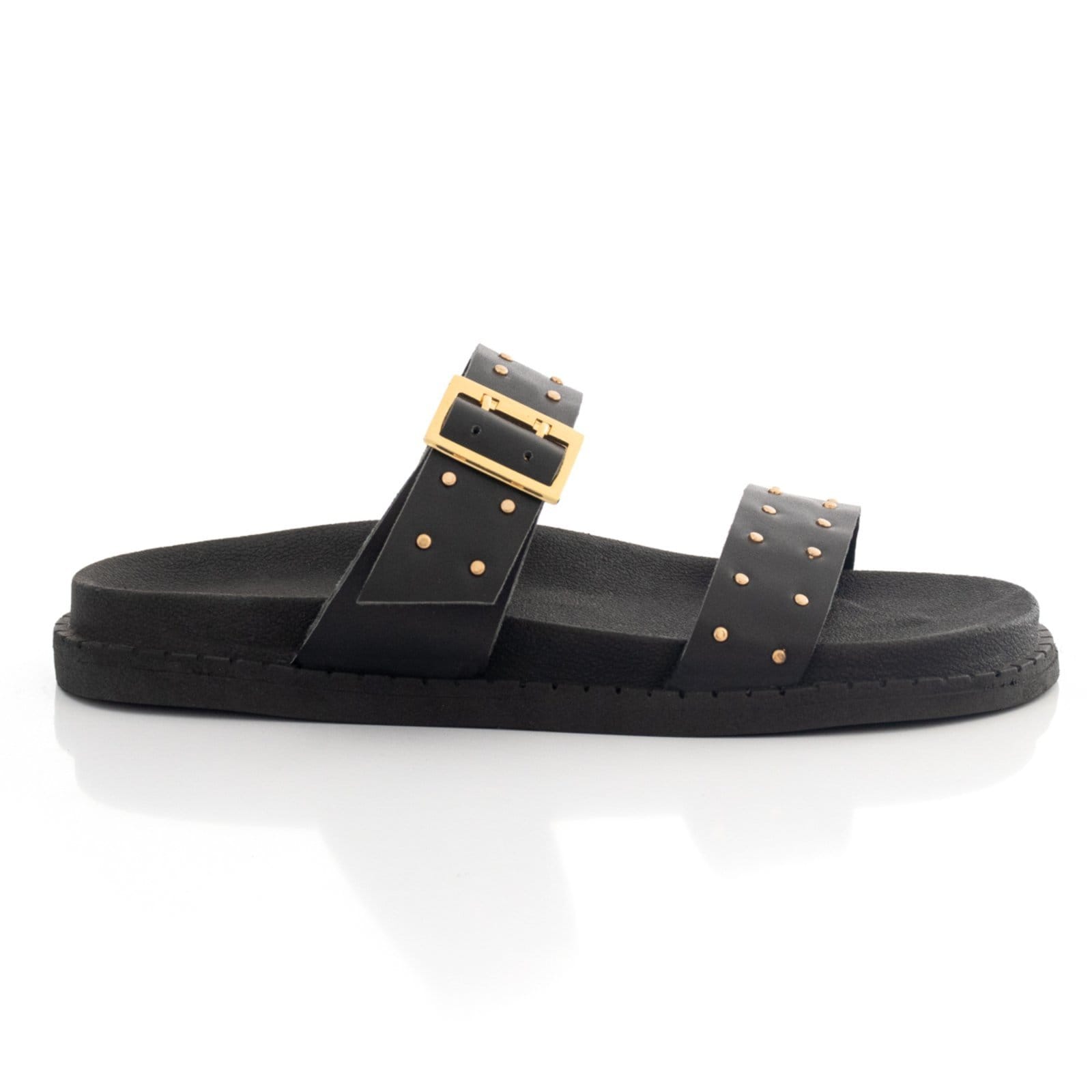 Vista 2 Sandália Feminina Papete Flatform Fivela Metal Macia Confortável Resistente Viteri preto