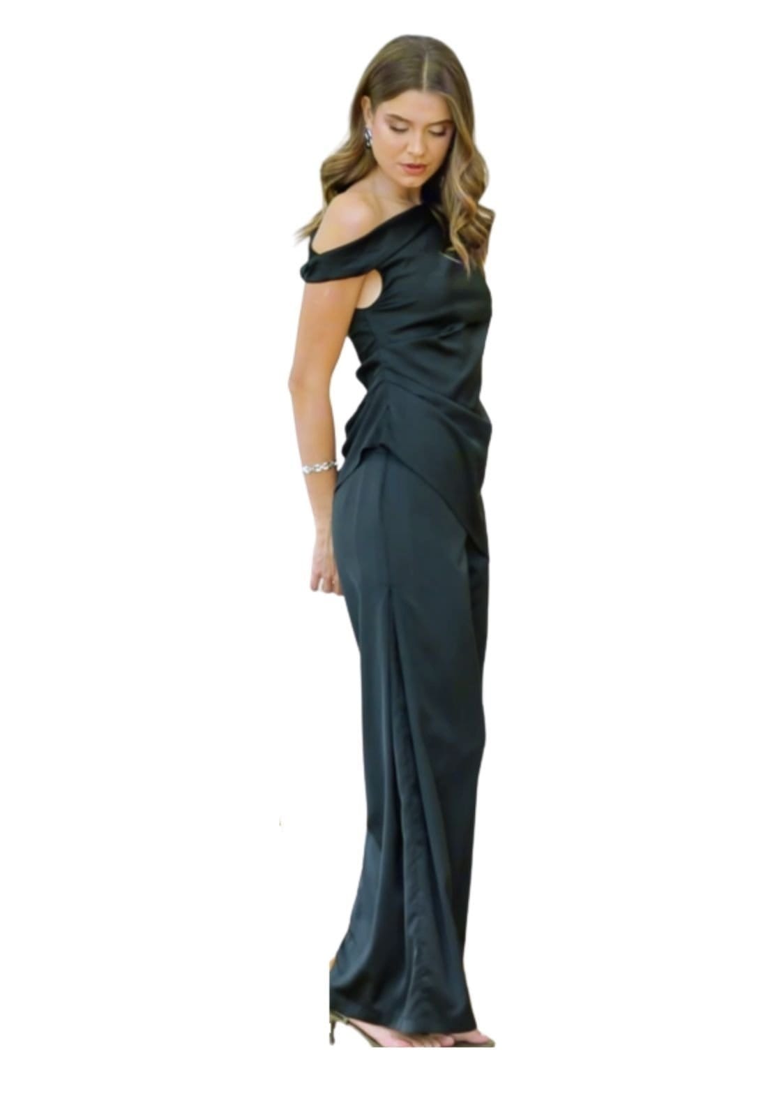 Vista 2 Conjunto Social Miss Joy Blusa Assimétrica Calça Pantalona MISS BY JOY preto