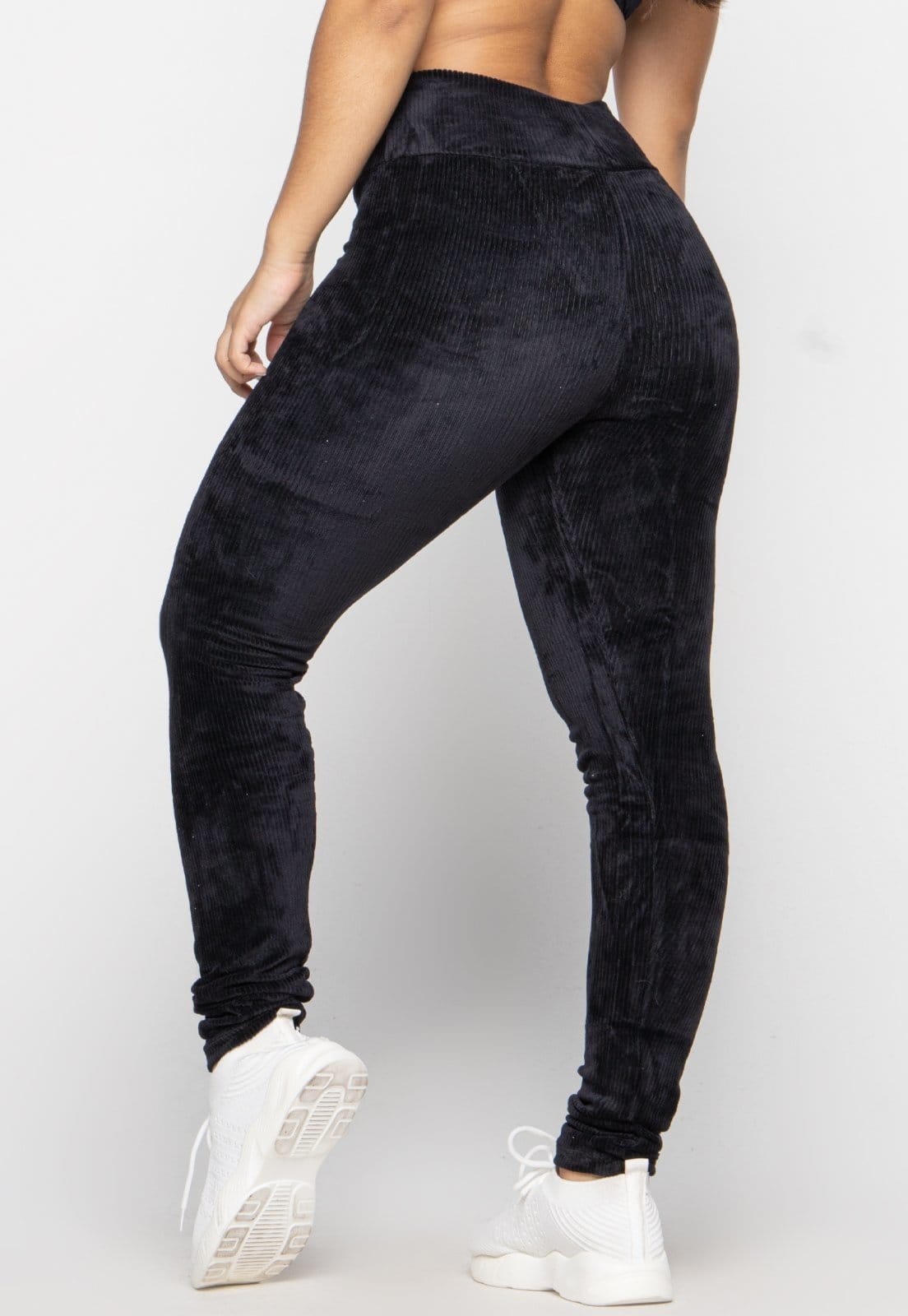 Vista 2 Calça Bravaa Store Legging Feminina Veludo Cotelê Cintura Cos Alta Frio 133 BRAVAA STORE preto