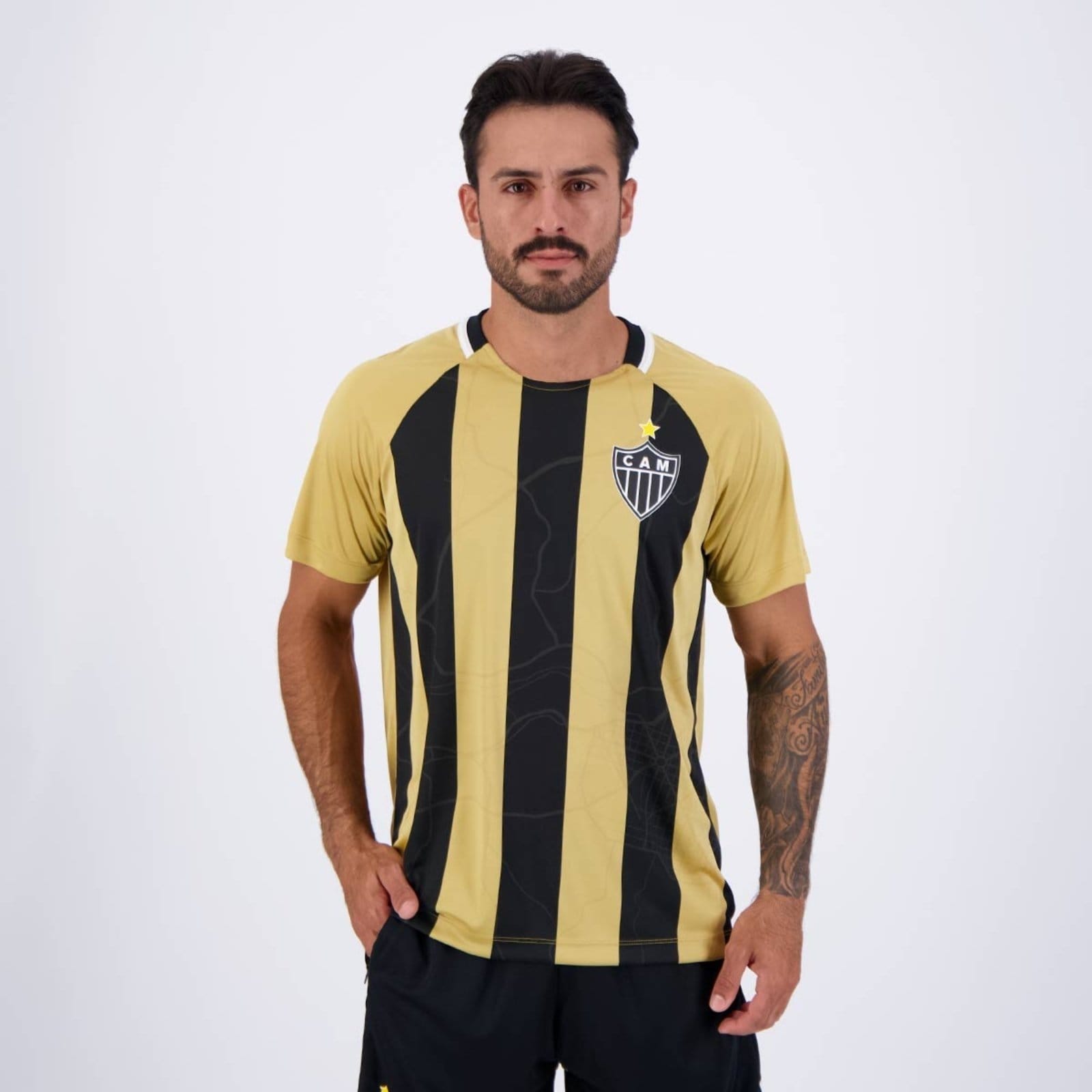 Vista principal Camisa Atlético Mineiro Euforia Dourada e Preta braziline dourado