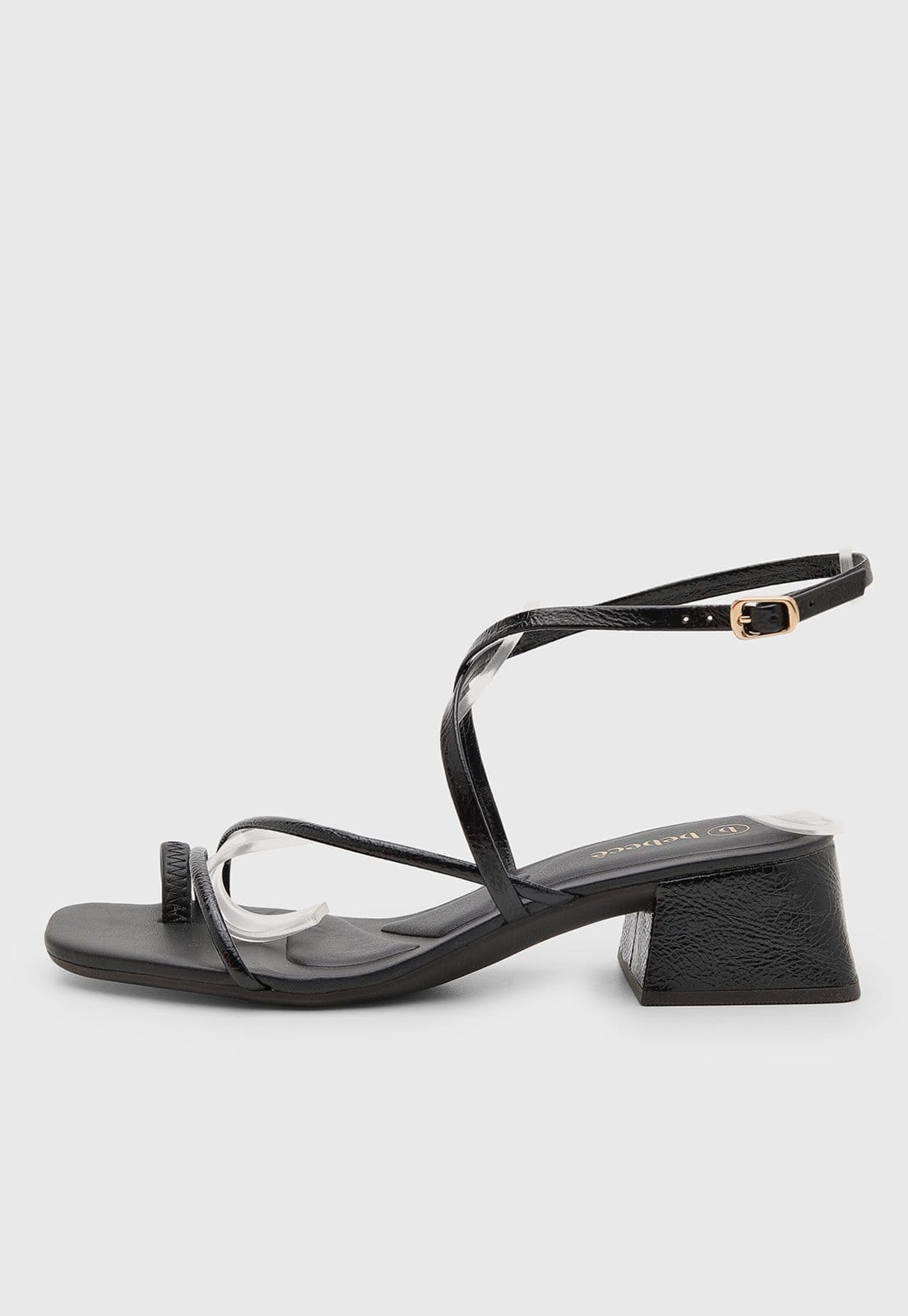 Sandália Feminina cê Salto Baixo Preta