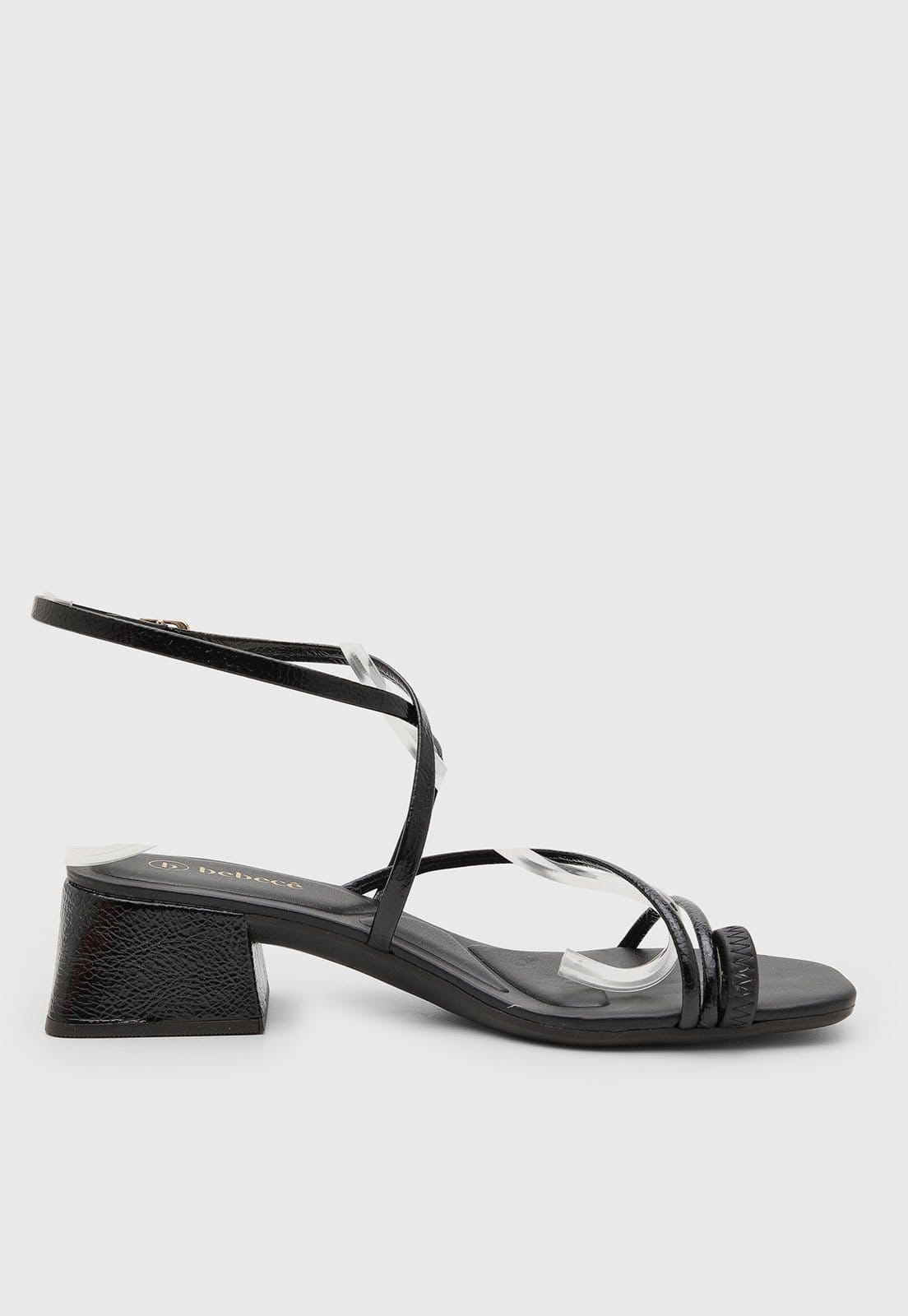 Vista 2 Sandália Feminina cê Salto Baixo Preta BEBECÊ preto