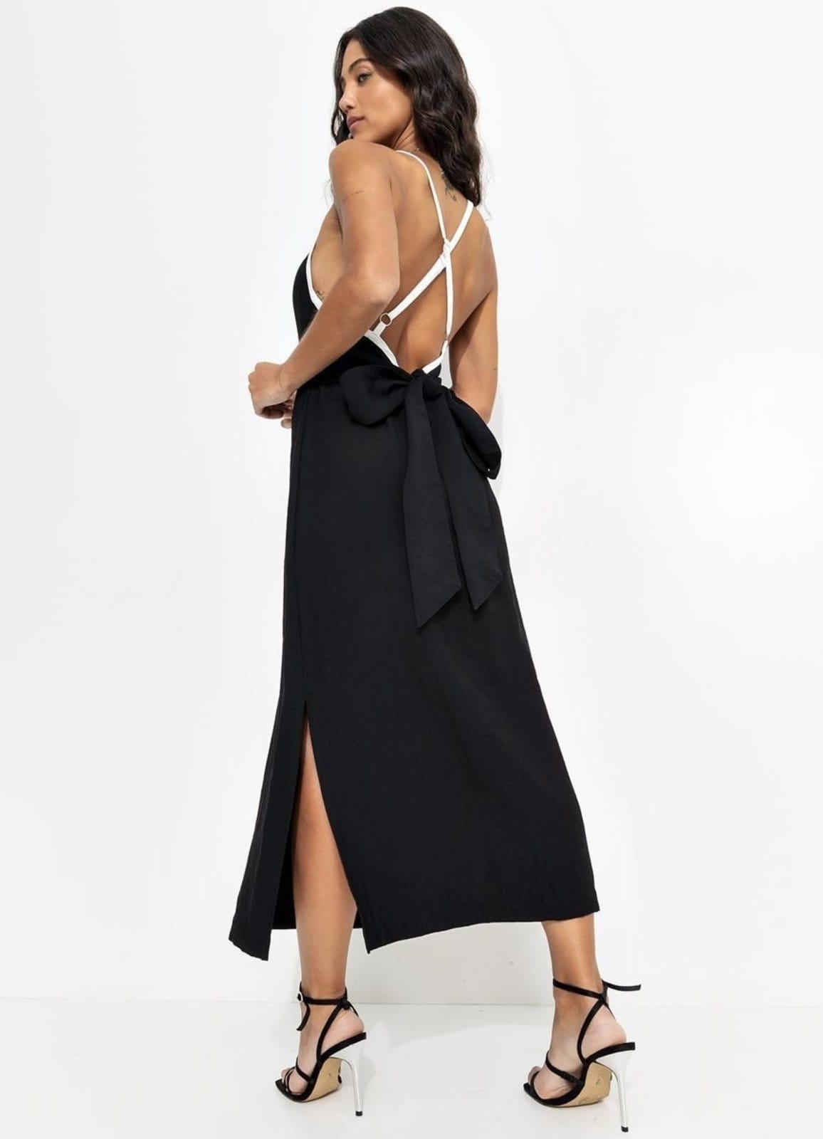 Vista 2 Vestido Tecido Alfaiataria De Viscose Quintess preto