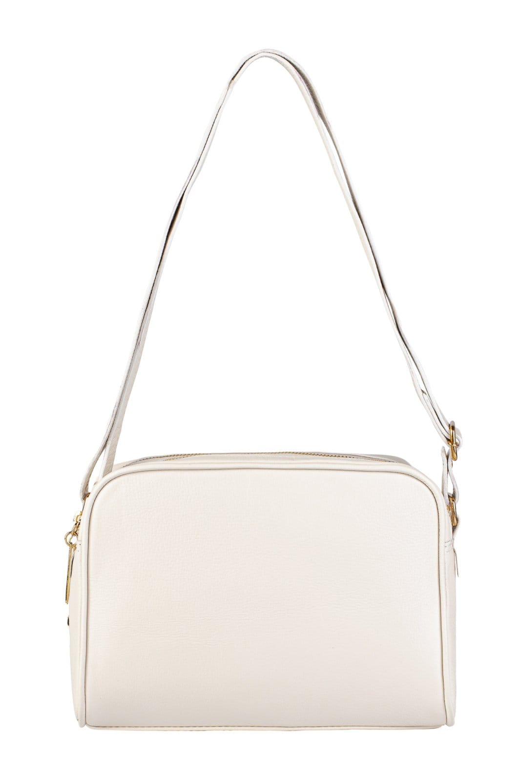 Bolsa quadrada de couro liso Daiana - Marfim