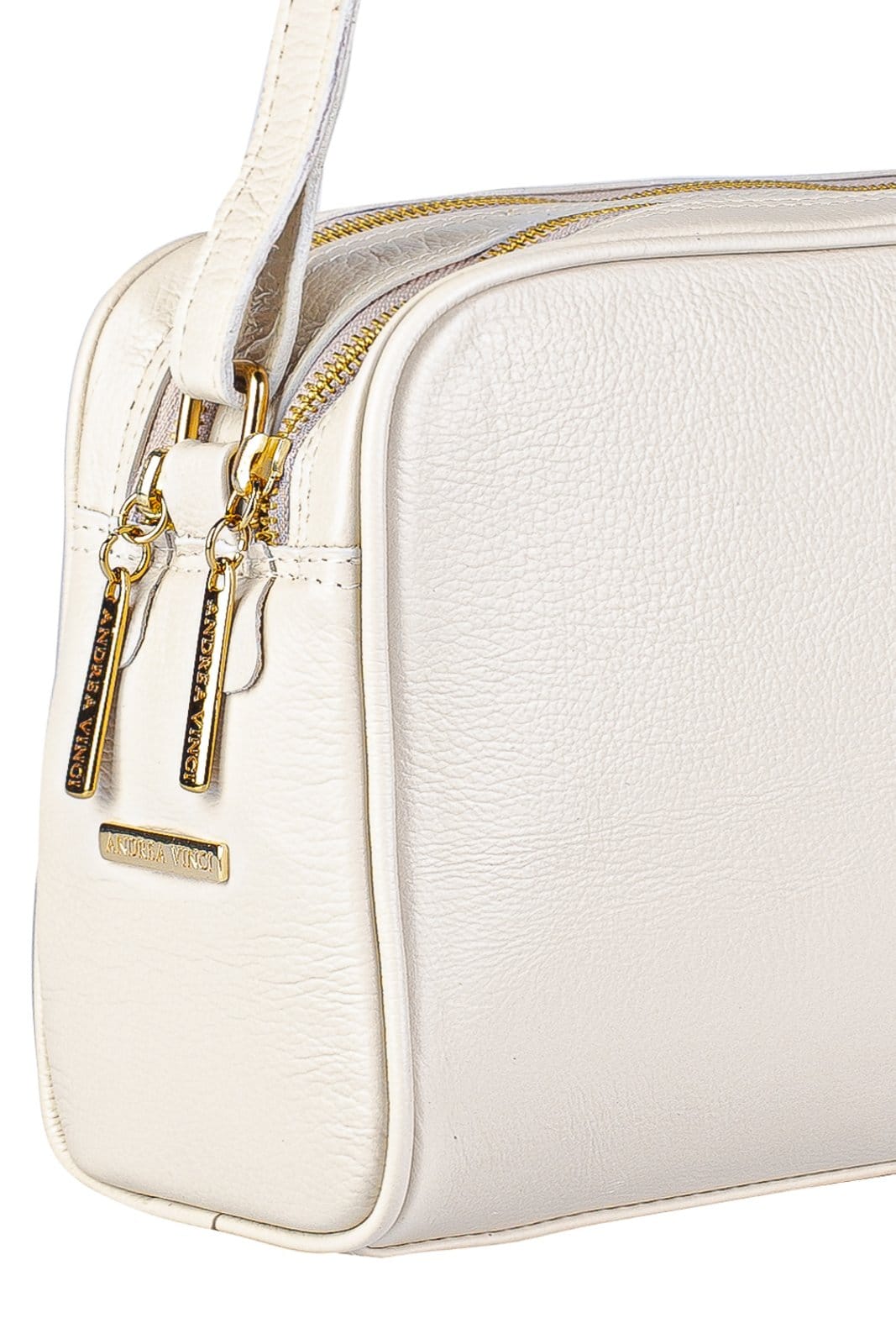 Vista 2 Bolsa quadrada de couro liso Daiana - Marfim Andrea Vinci vermelho