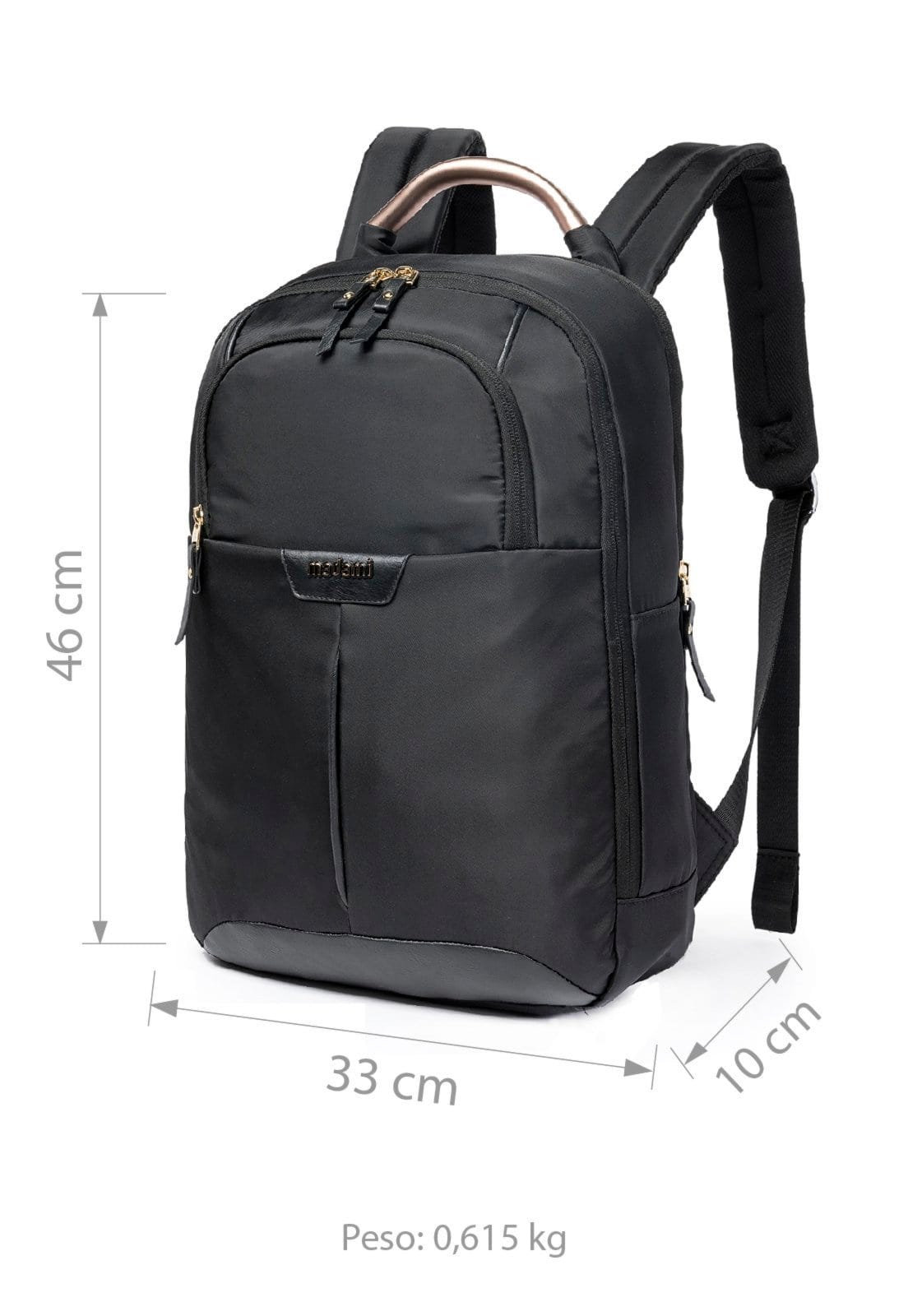 Vista 2 Mochila Feminina Madami Reforçada Notebook Madami preto