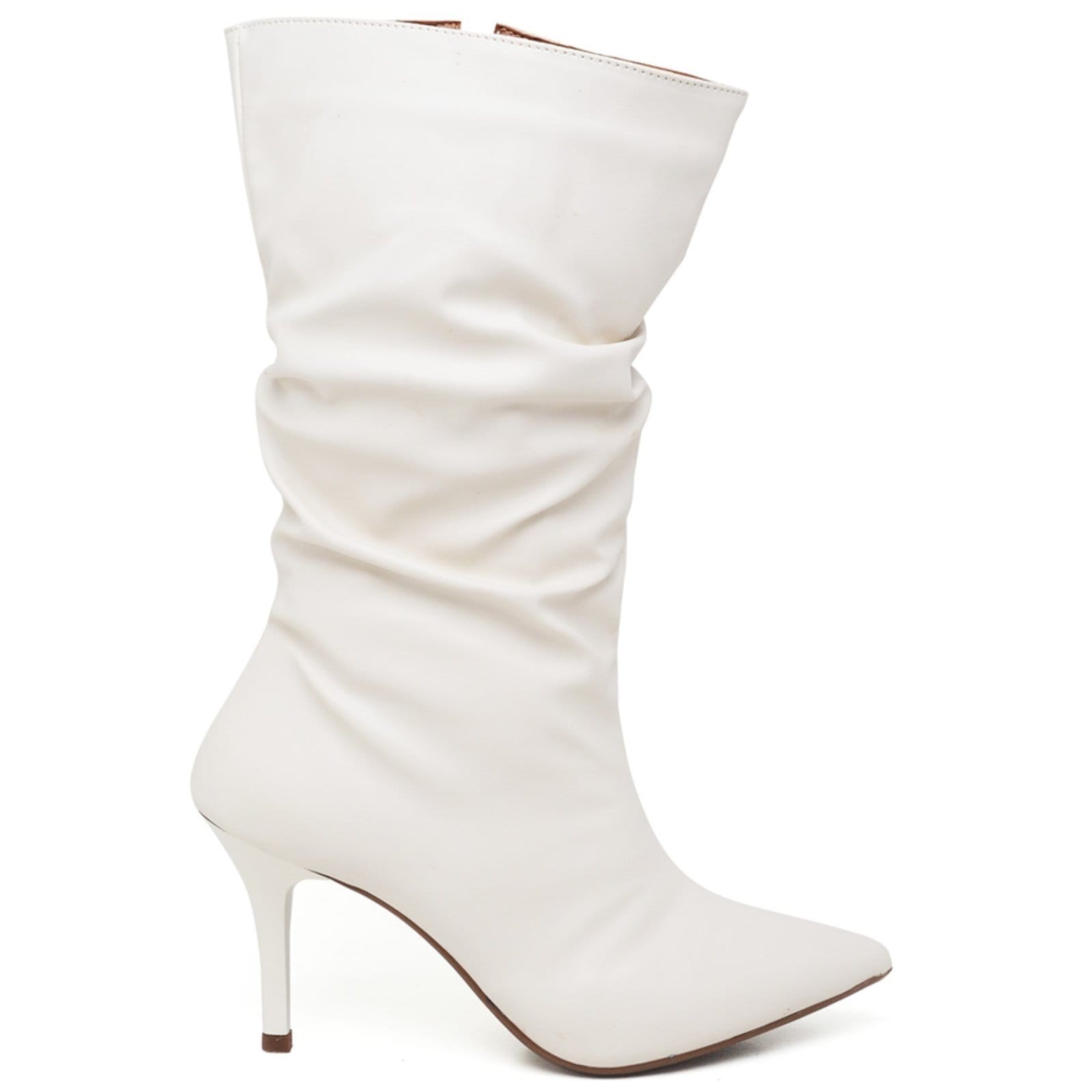 Vista 2 Bota Cano Médio Enrugado Salto Fino Médio Napa Off White ZAFREM off-white white