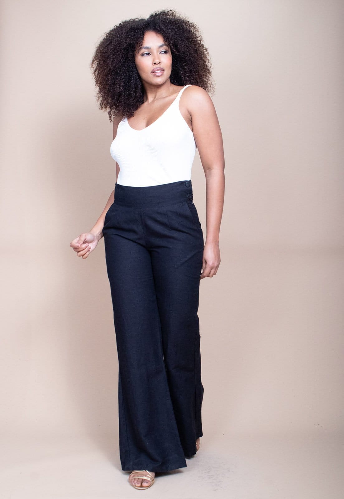 Vista principal Calça Cabanafree Pantalona Linho com Viscose Cabanafree preto