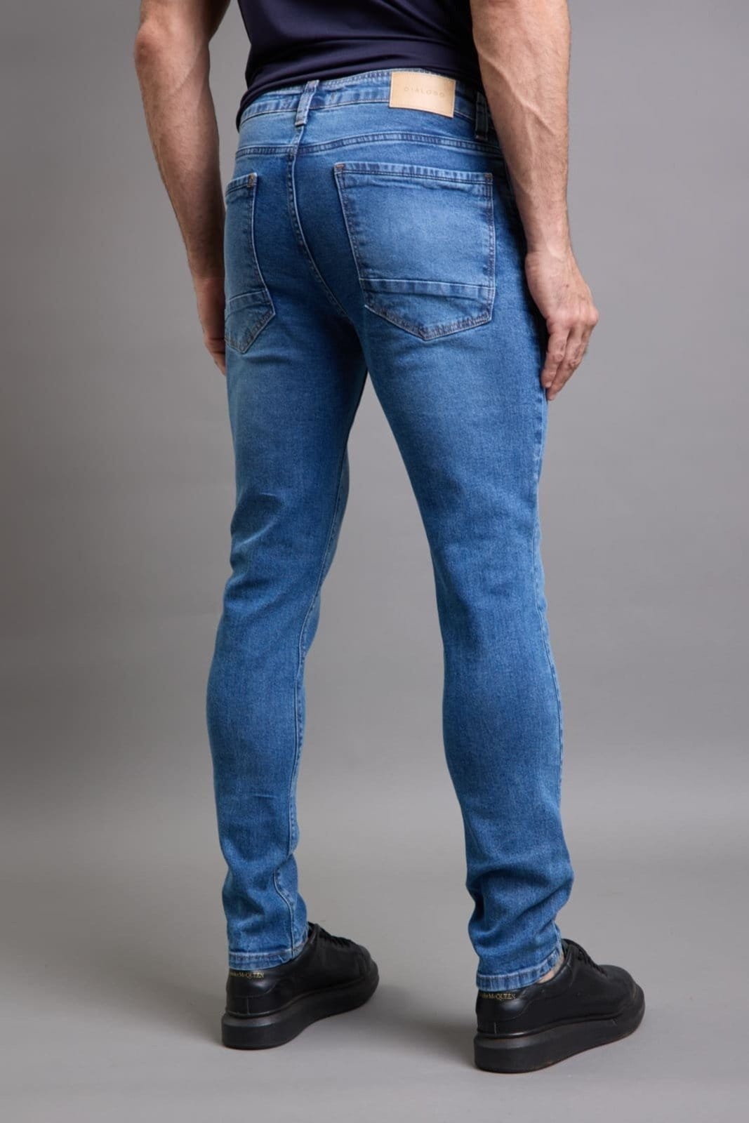 Vista 2 Calça Jeans Slim Fit Masculina Lavagem Média Dialogo Jeans DIALOGO azul