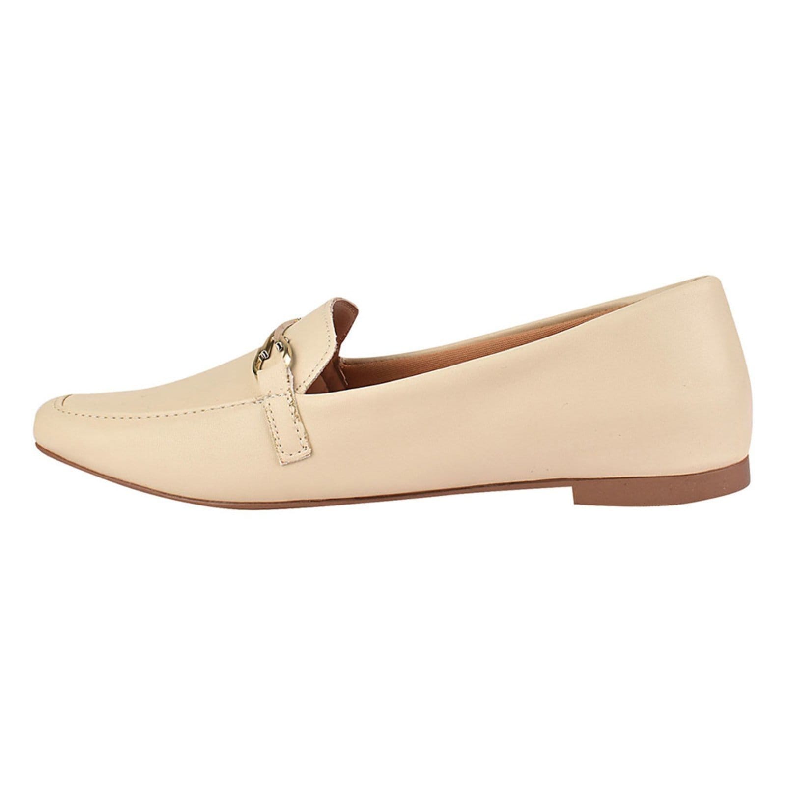 Vista 2 Sapato Feminino Mocassim Donatella Shoes Bico Quadrado Confort Sapatilha Off White Donatella Shoes off-white white