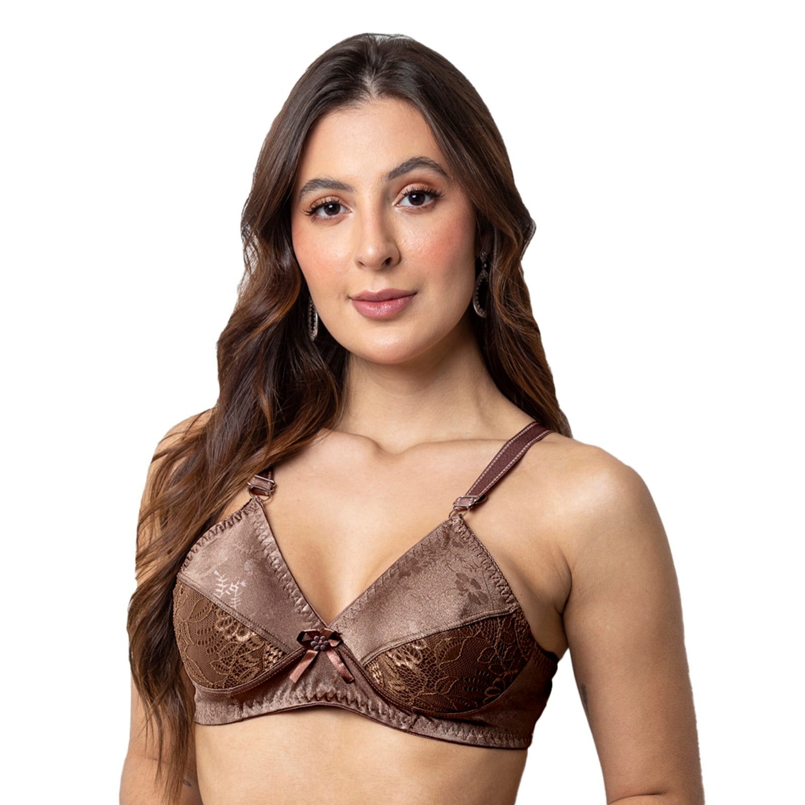 Vista 2 Kit 5 Soutiens Gabi Lingerie Sem Bojo Moda Elegante Confortável Soutien Básico Detalhado Renda Feminino Gabi Lingerie multicolorido