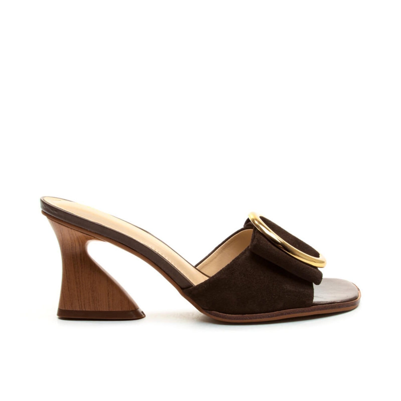 Vista principal Tamanco Couro Marrom Salto Médio Cecconello 2747008-3 Cecconello café