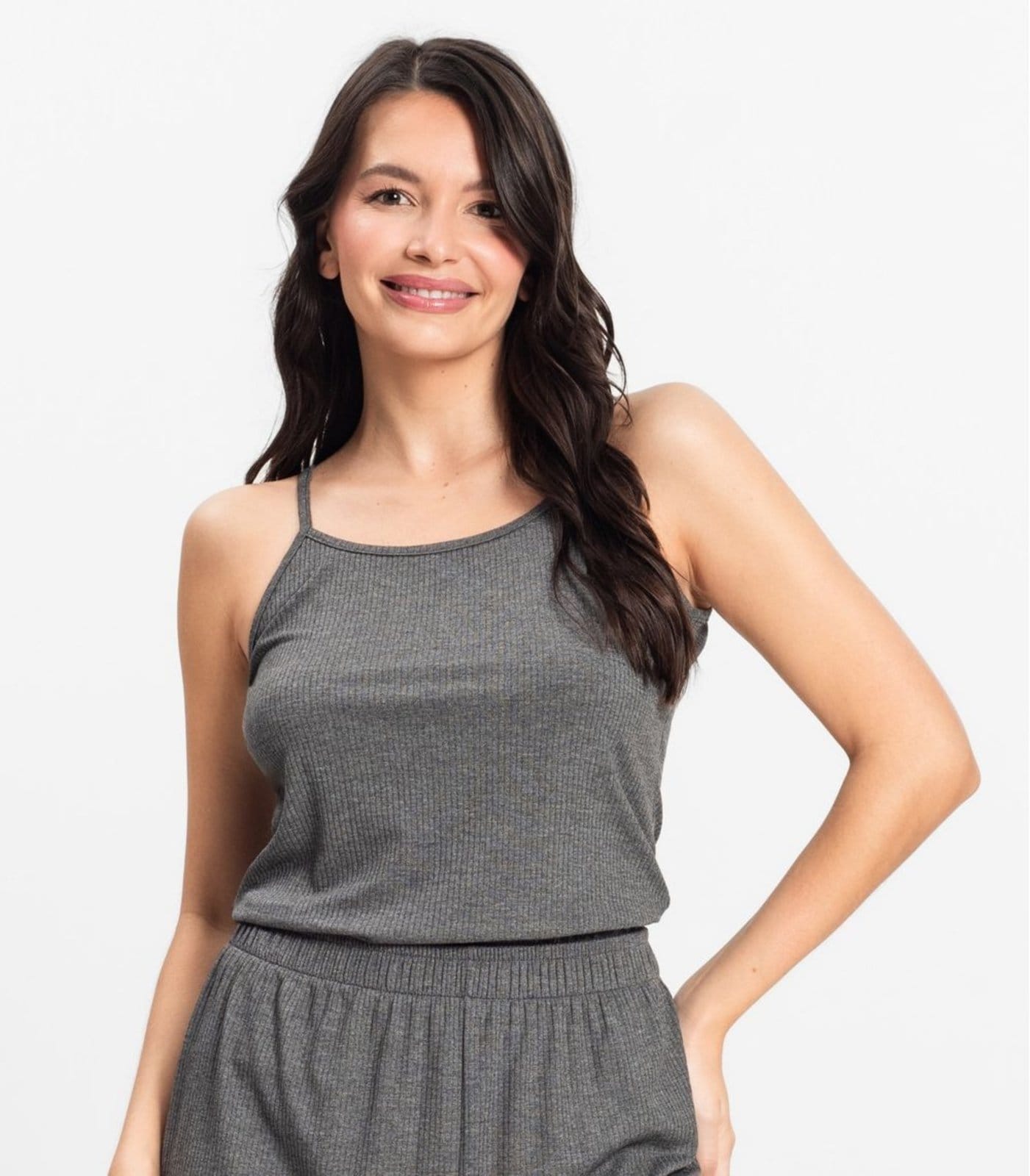 Vista 2 Pijama de Alça Feminino Select Select cinza