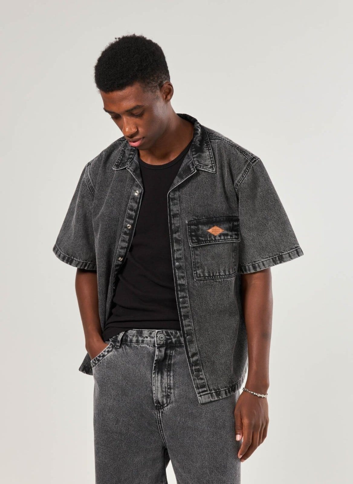 Vista principal Camisa Box Jeans Youcom cinza