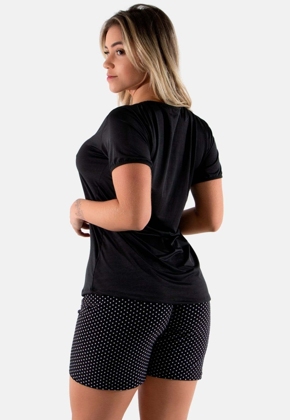 Vista 2 Pijama Liganete Linha Noite Linha Noite preto