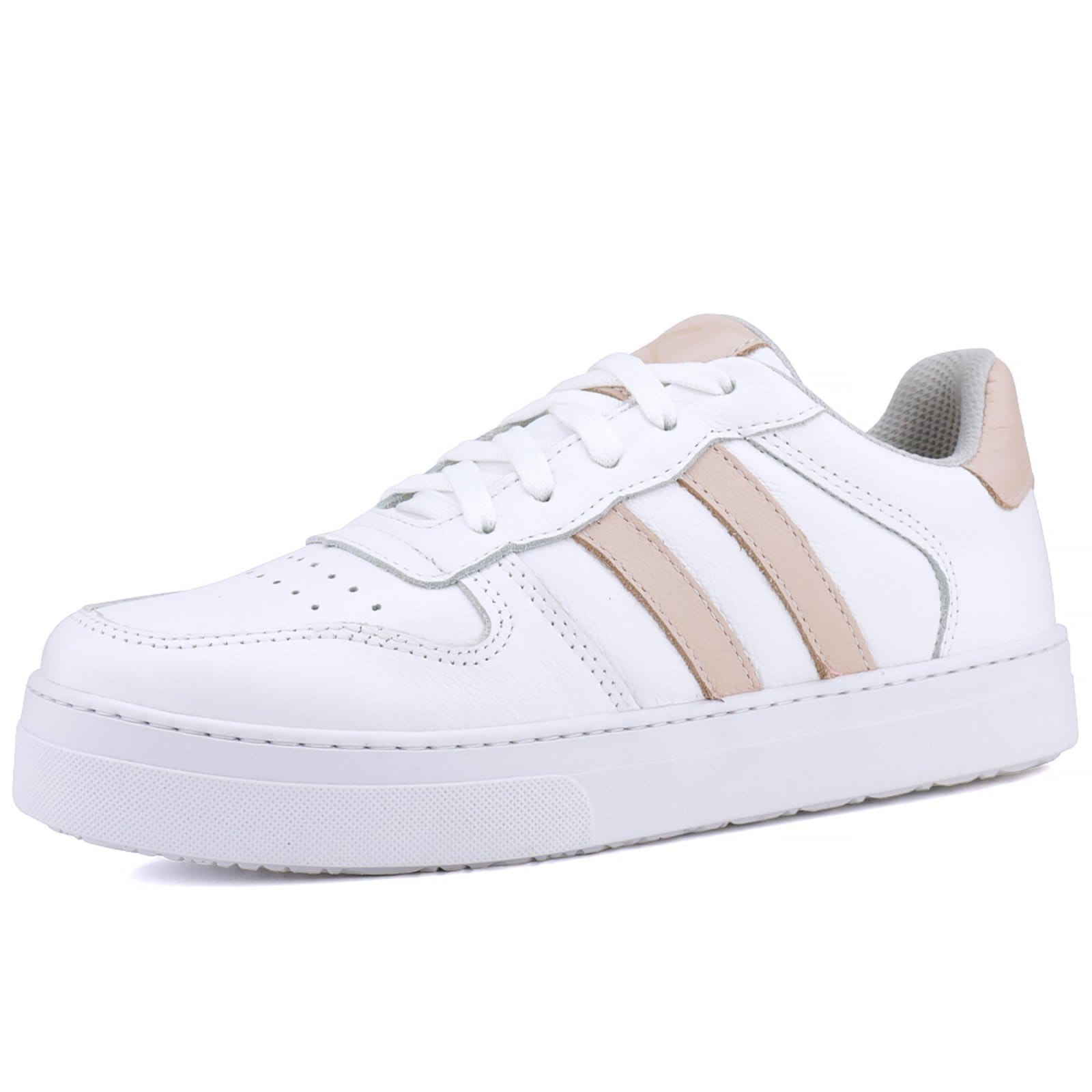 Tênis Casual Mr. Gutt Couro Branco com Nude