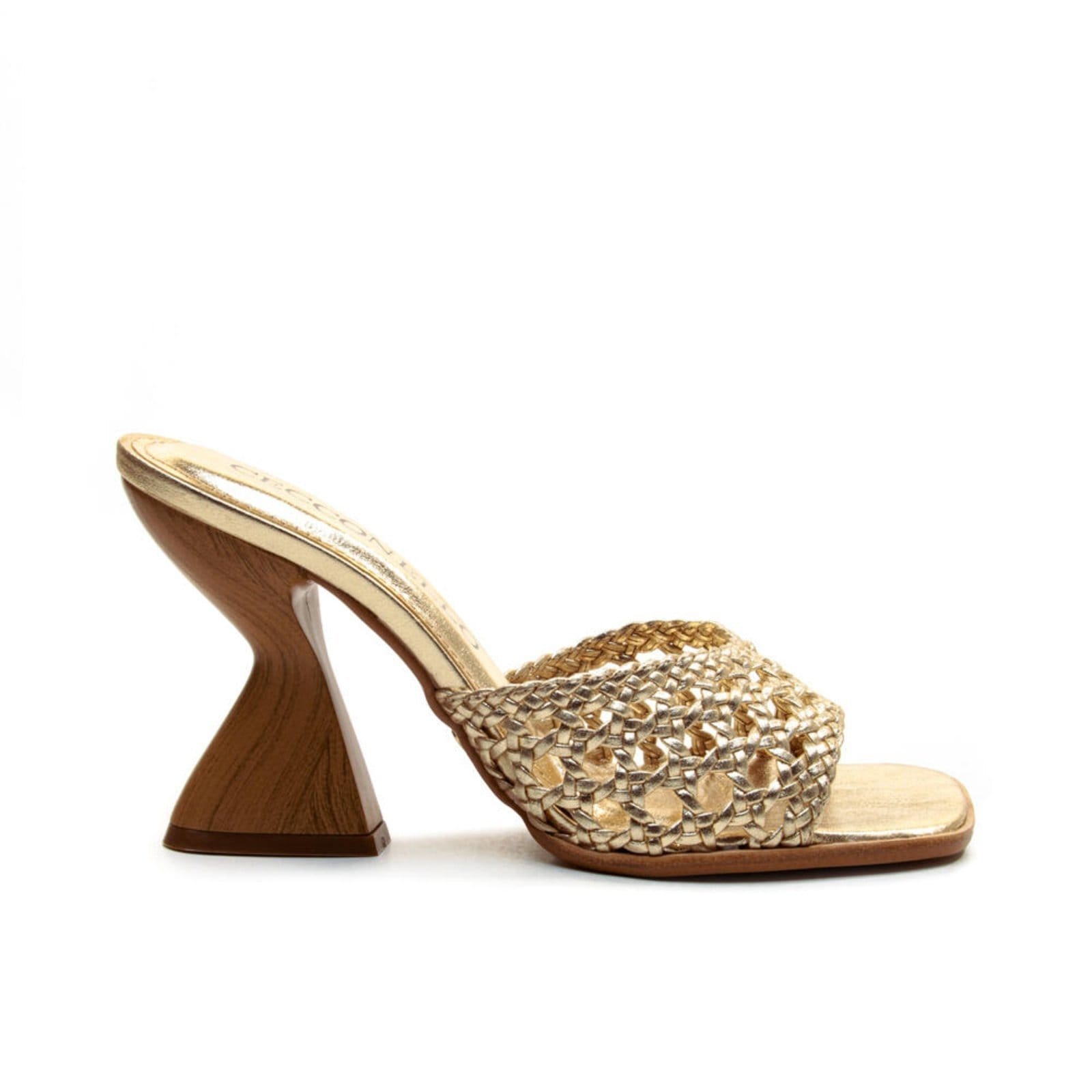 Tamanco Couro Ouro Light Salto Alto Cecconello 2718006-5