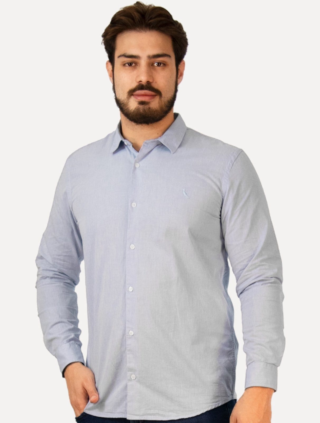 Vista principal Camisa Reserva Masculina Cotton Zayn Claro Mescla Reserva azul