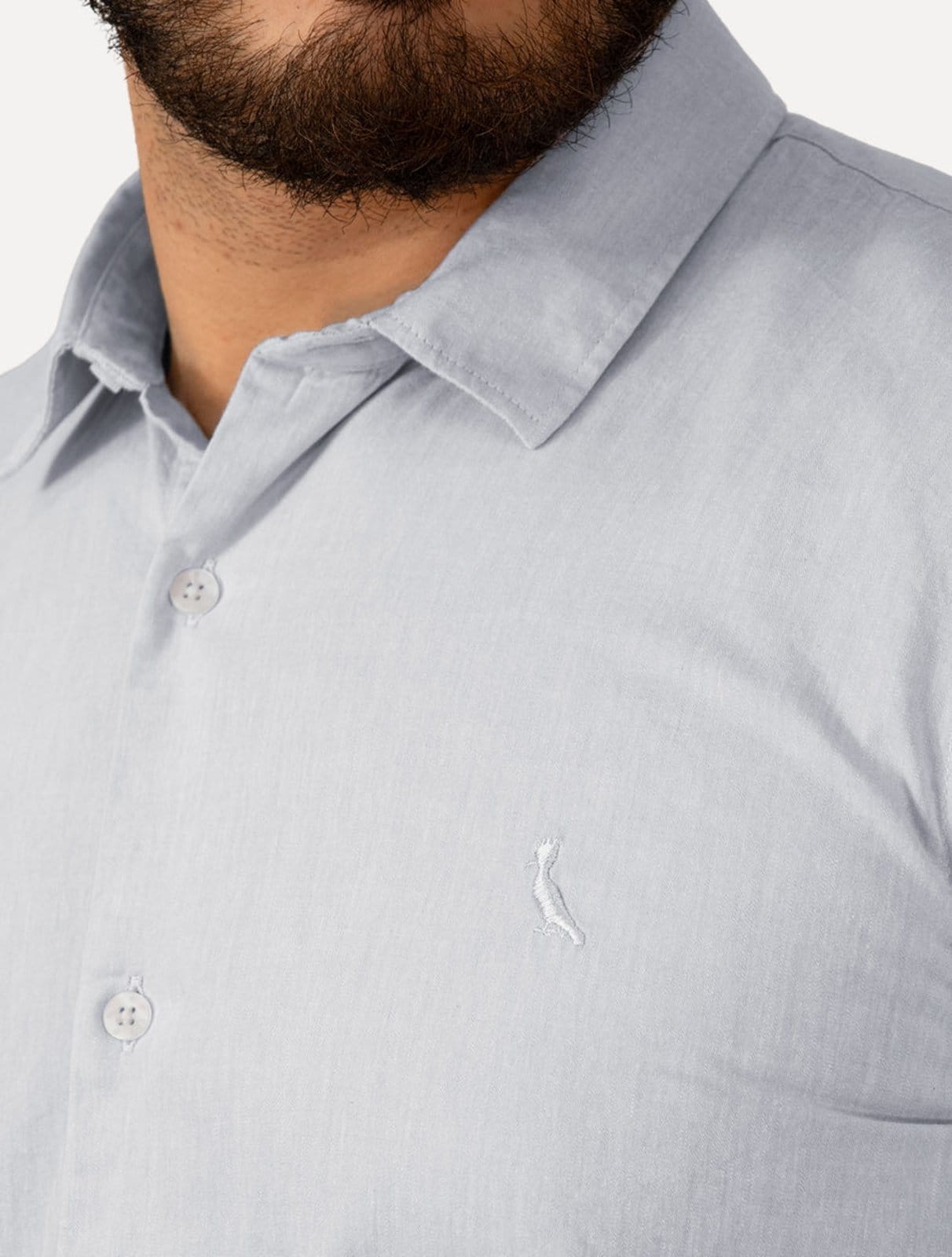 Vista 2 Camisa Reserva Masculina Cotton Zayn Claro Mescla Reserva azul